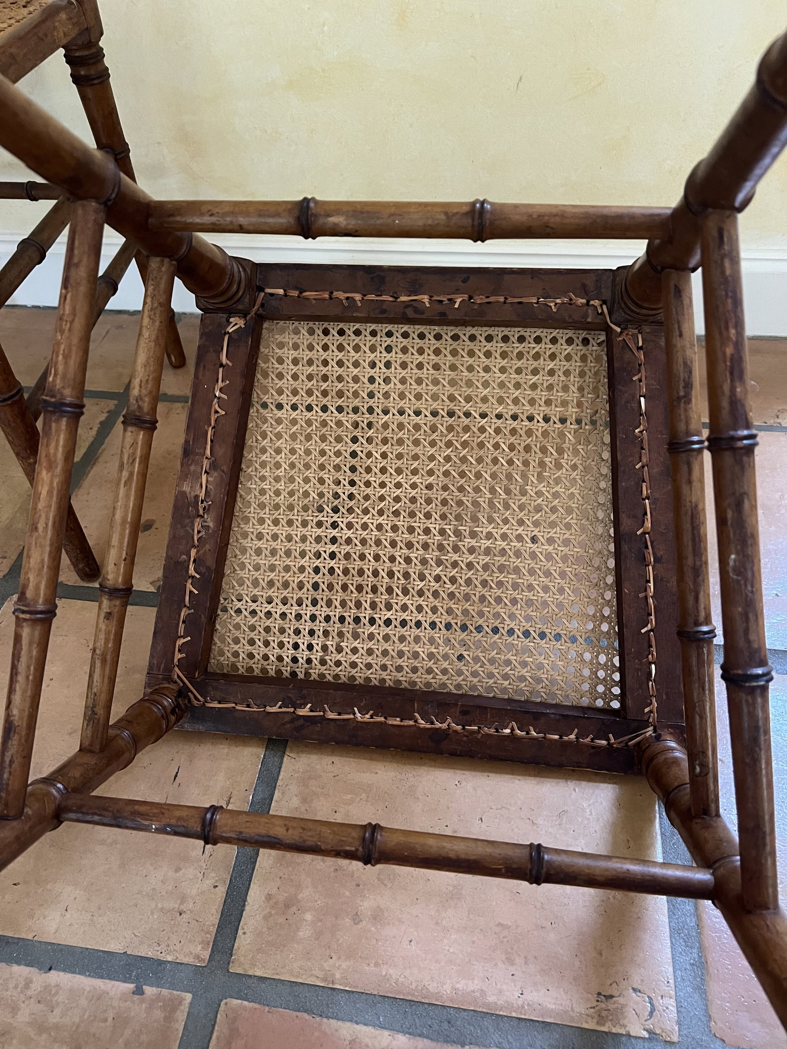 Pair of Antique Bamboo Cane and Chairs - 9