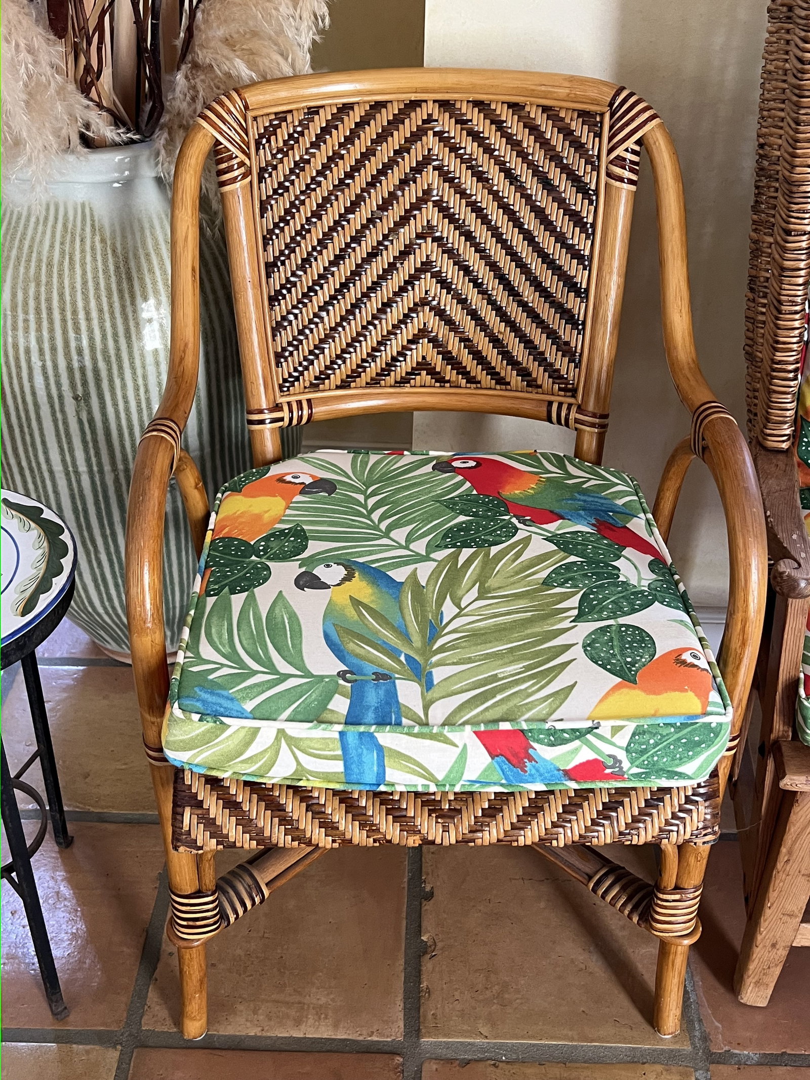 Two Tone Rattan Arm Chair - 9