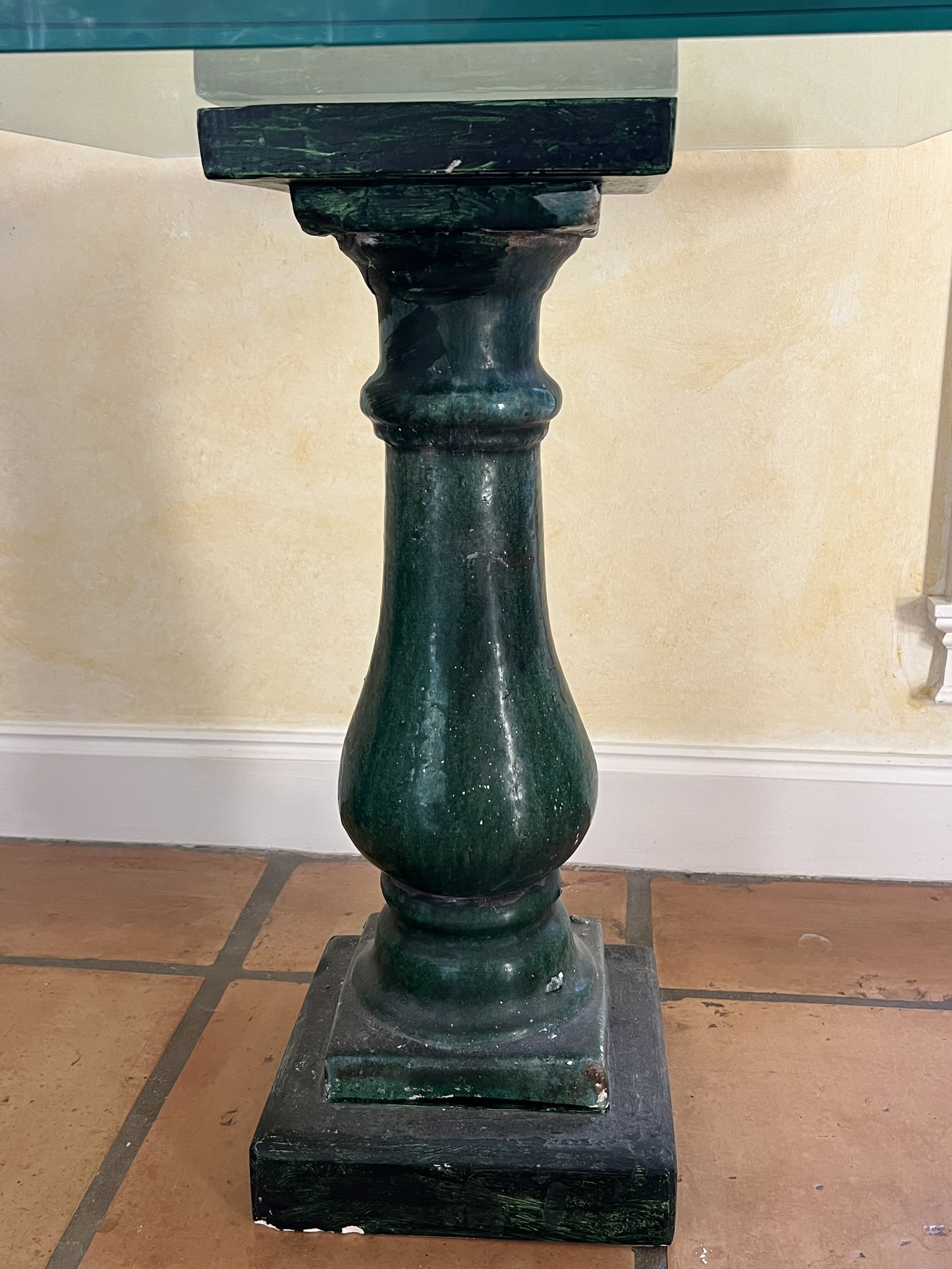 Pair of Green Glazed Pillar Tables - 2