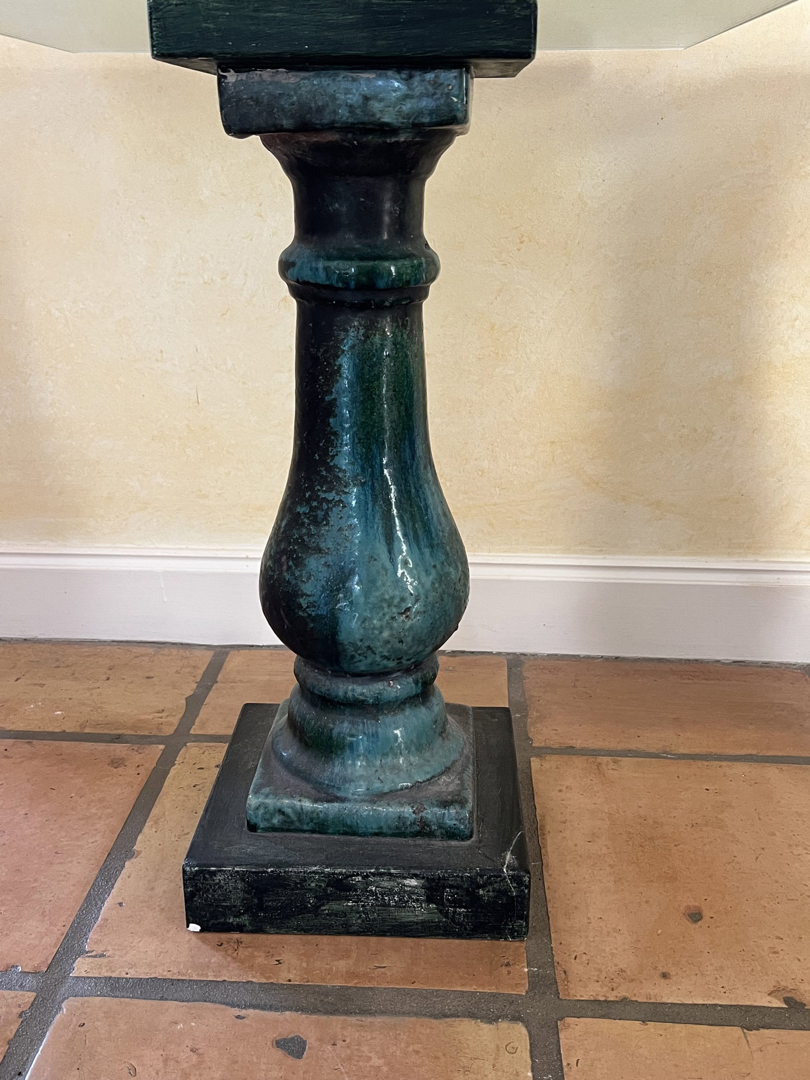 Pair of Green Glazed Pillar Tables - 3