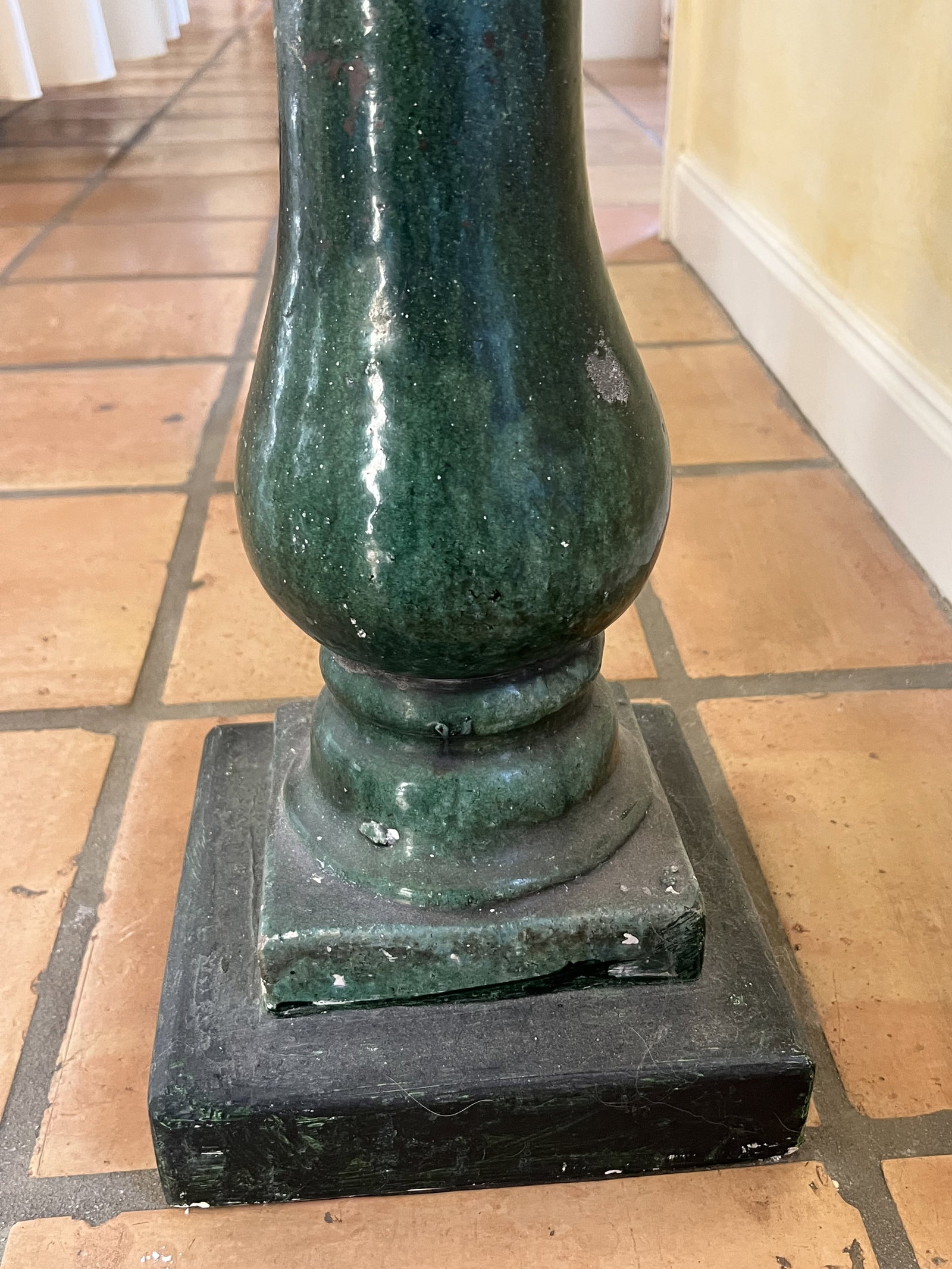 Pair of Green Glazed Pillar Tables - 5