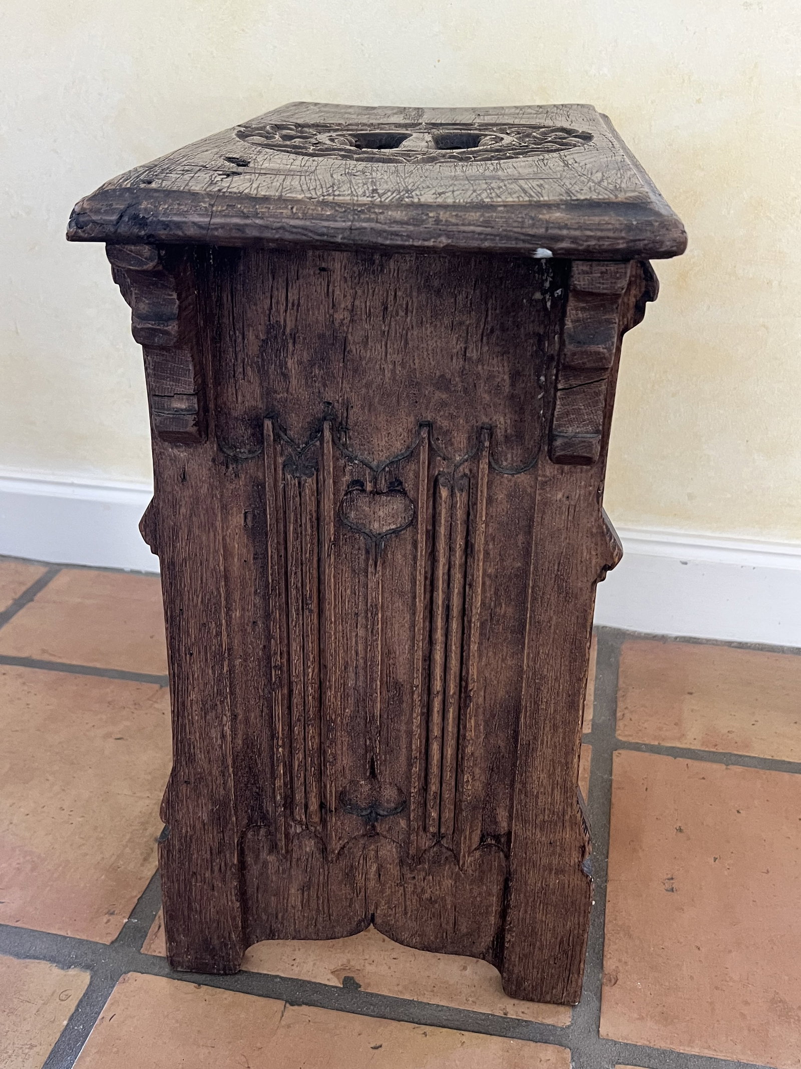 Antique Chinese Style Carved Wood Stool - 5