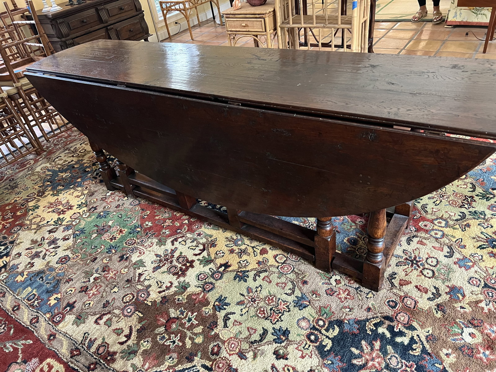 Long Gate Leg Drop Leaf Table - 9