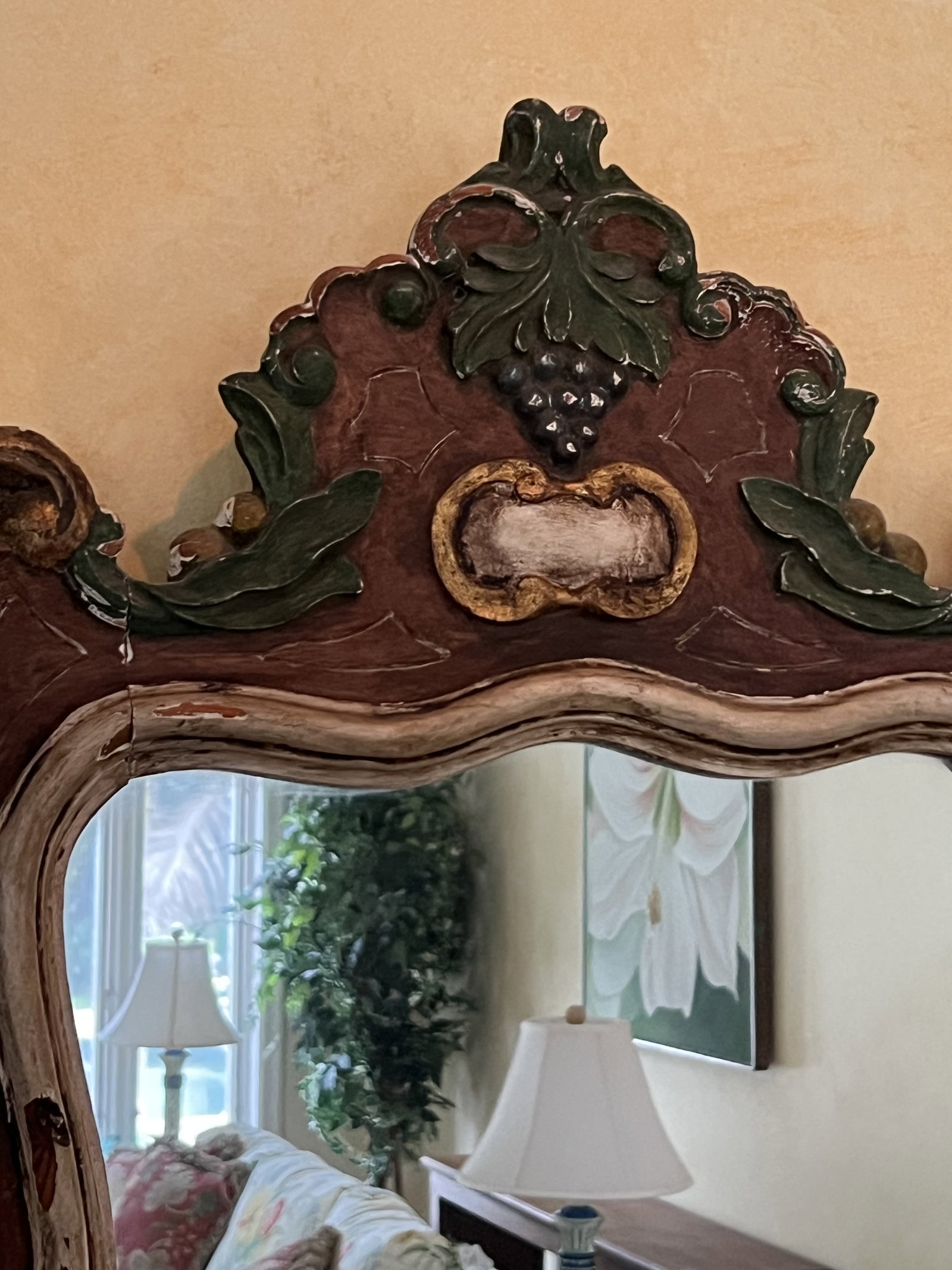 Antique Carved Wood Italian Style Mirror - 2