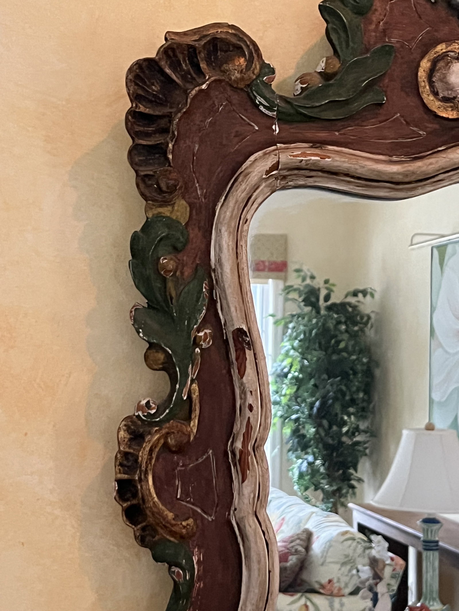 Antique Carved Wood Italian Style Mirror - 3