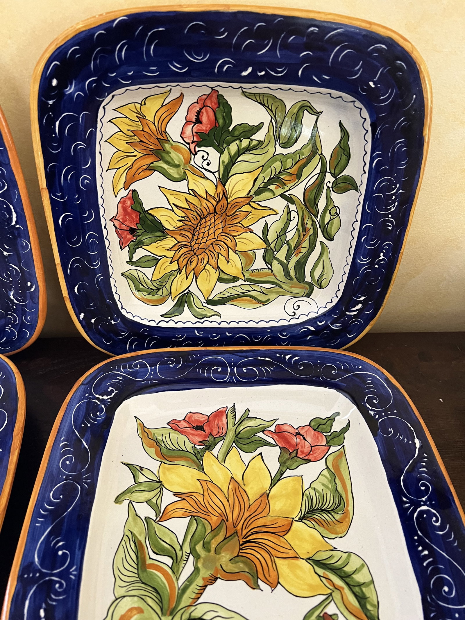 (10) Italian Hand Painted Square Plates - 10