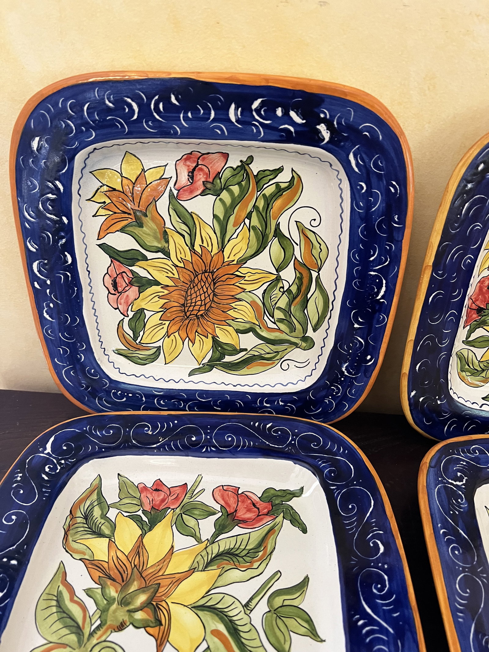 (10) Italian Hand Painted Square Plates - 11