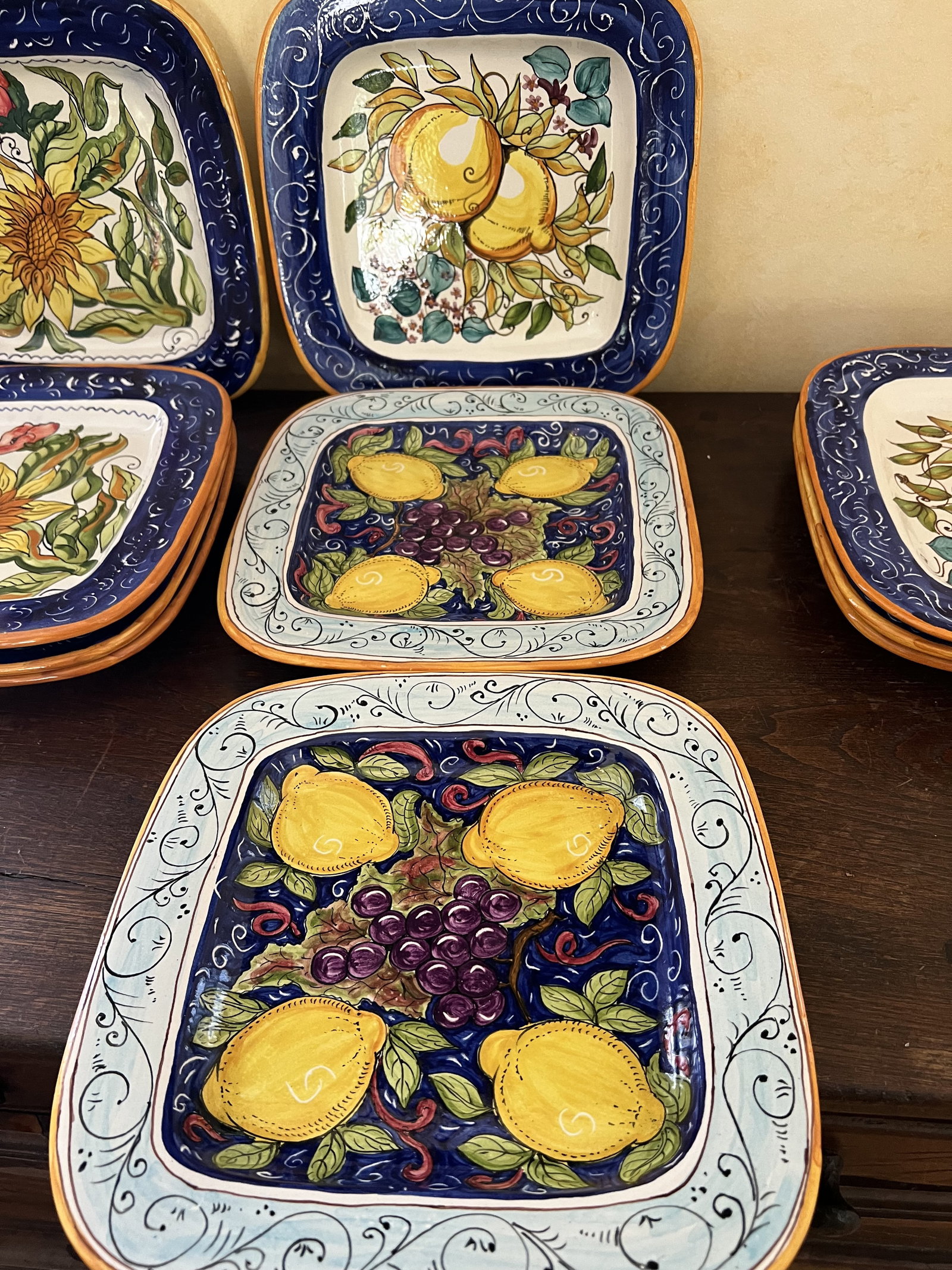 (10) Italian Hand Painted Square Plates - 6