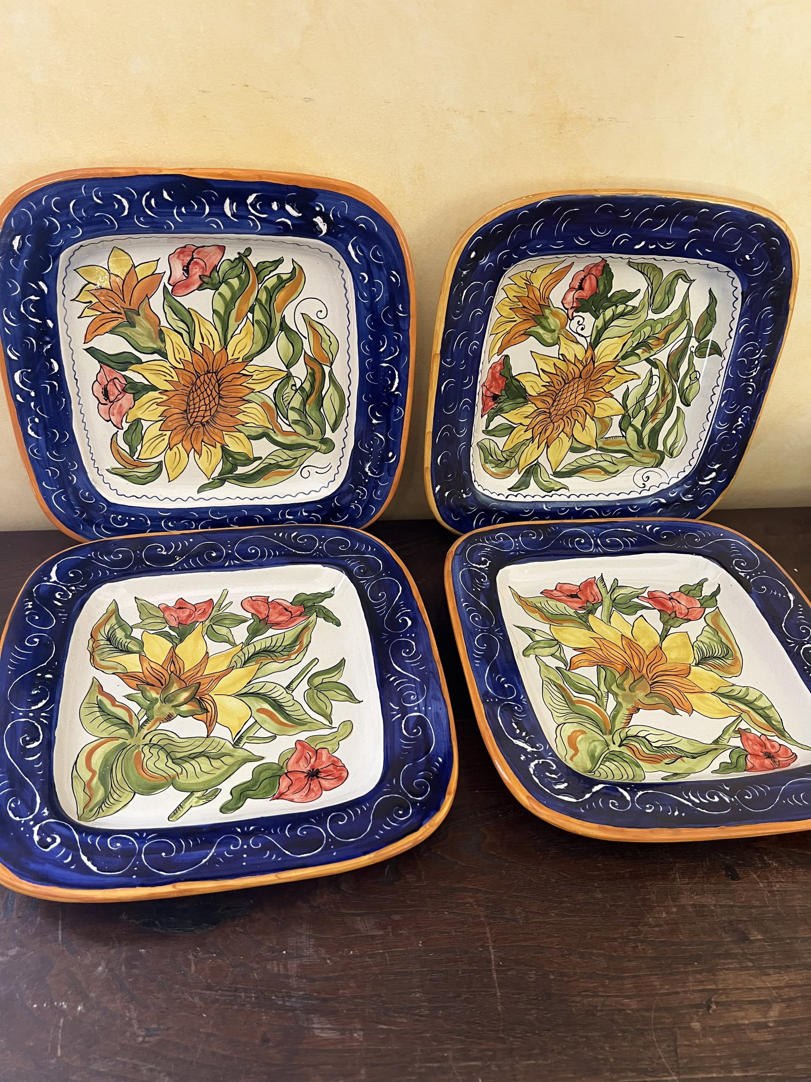 (10) Italian Hand Painted Square Plates - 7