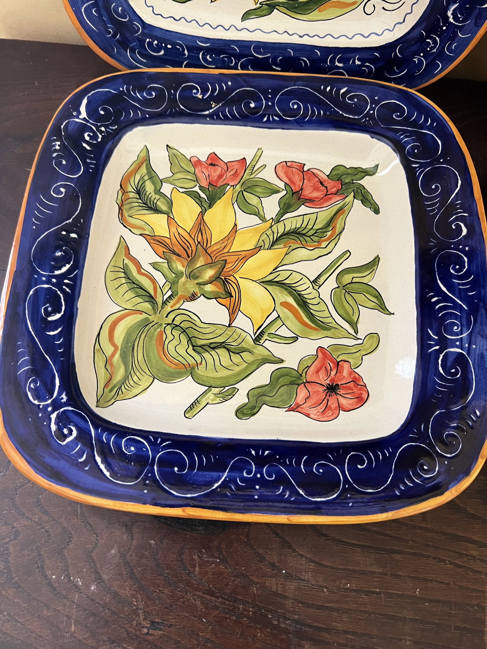 (10) Italian Hand Painted Square Plates - 8