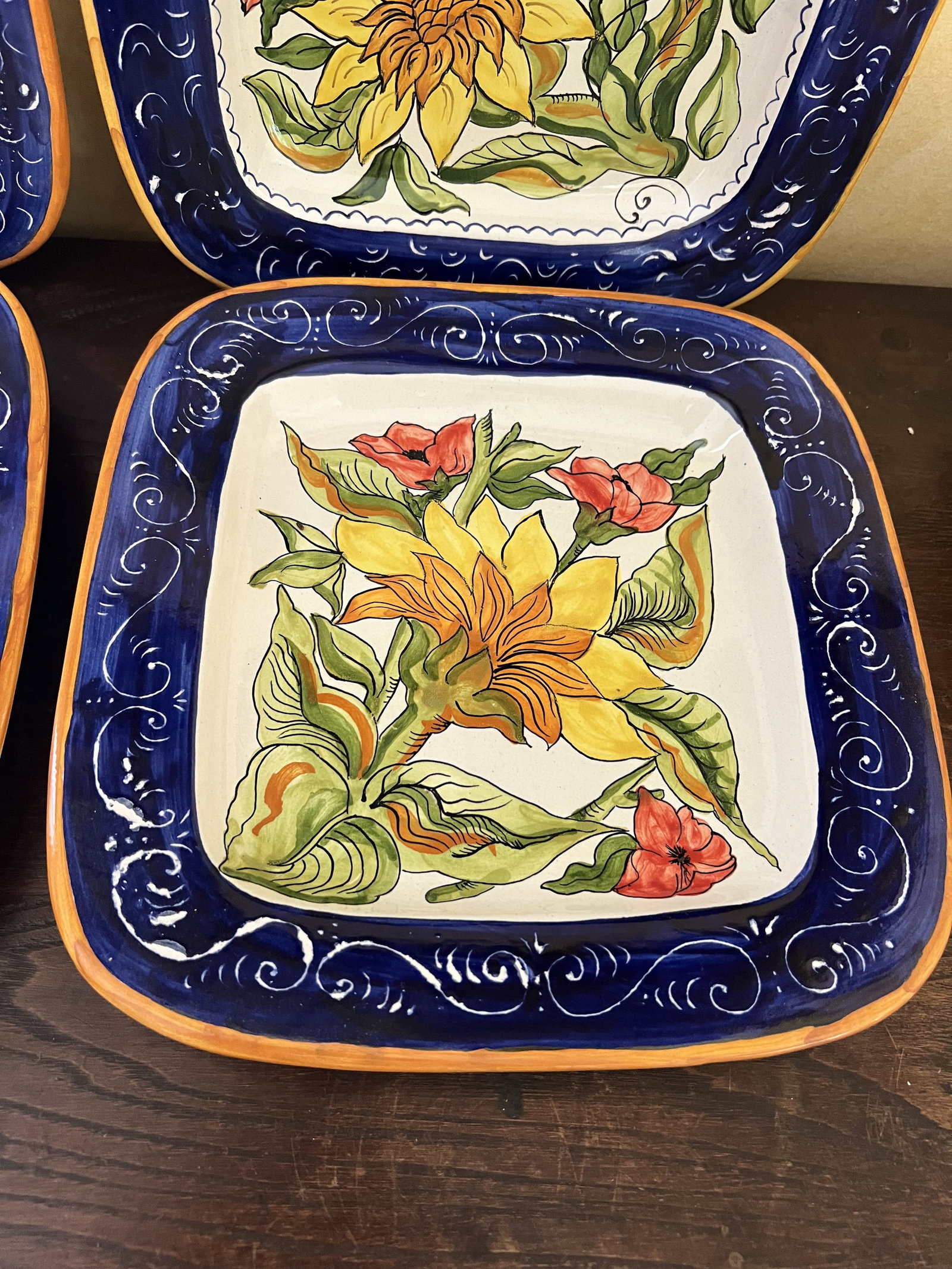 (10) Italian Hand Painted Square Plates - 9