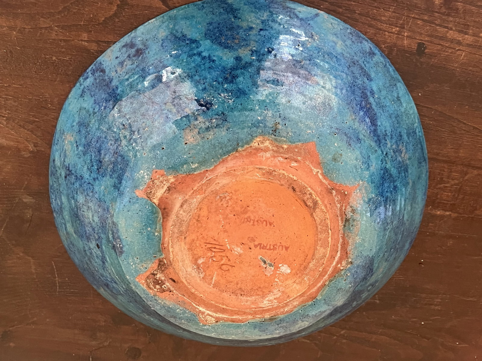 Turquoise Blue Pottery Bowl Austria - 5