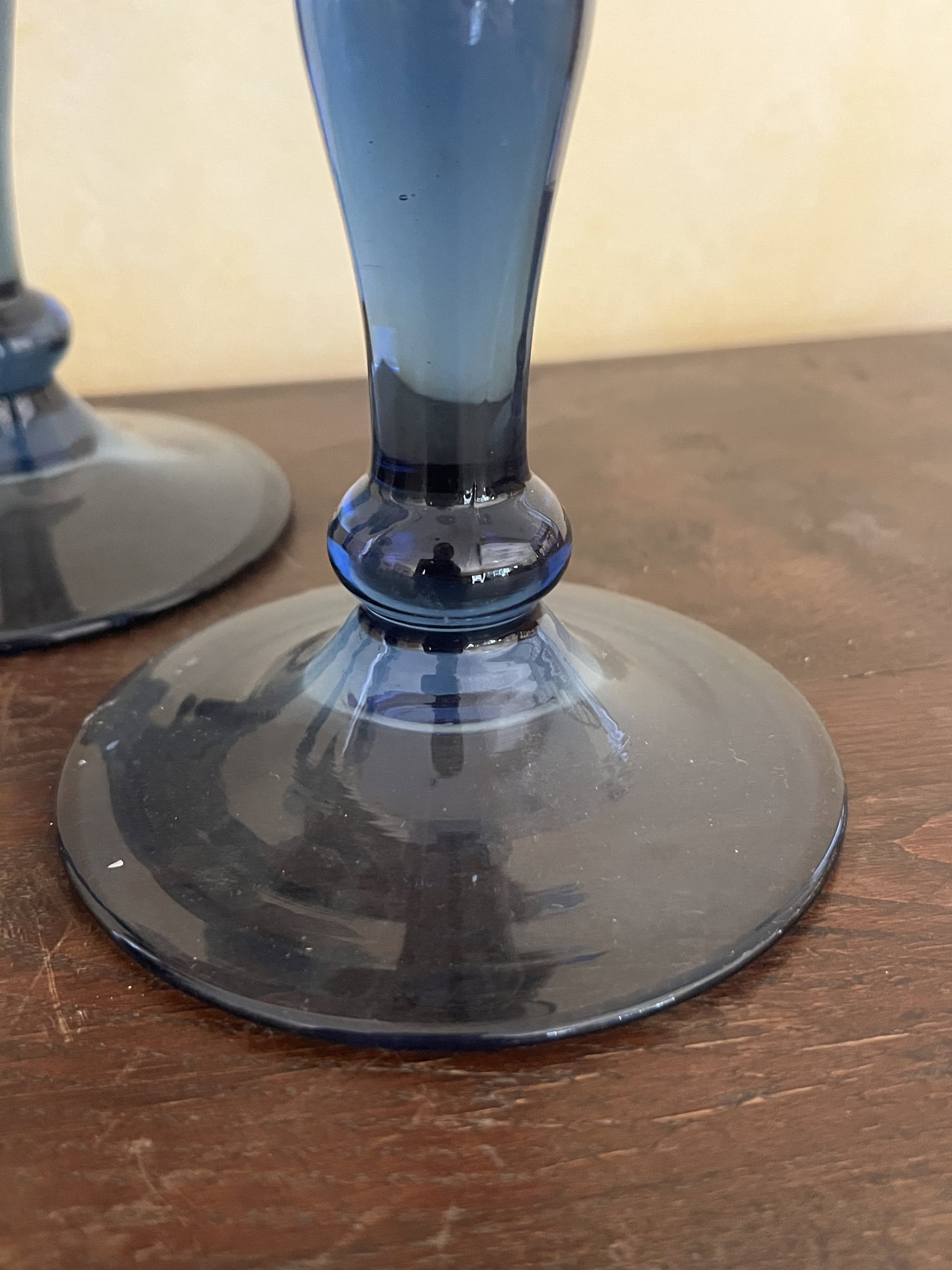 (4) Blue Glass Candlesticks - 6