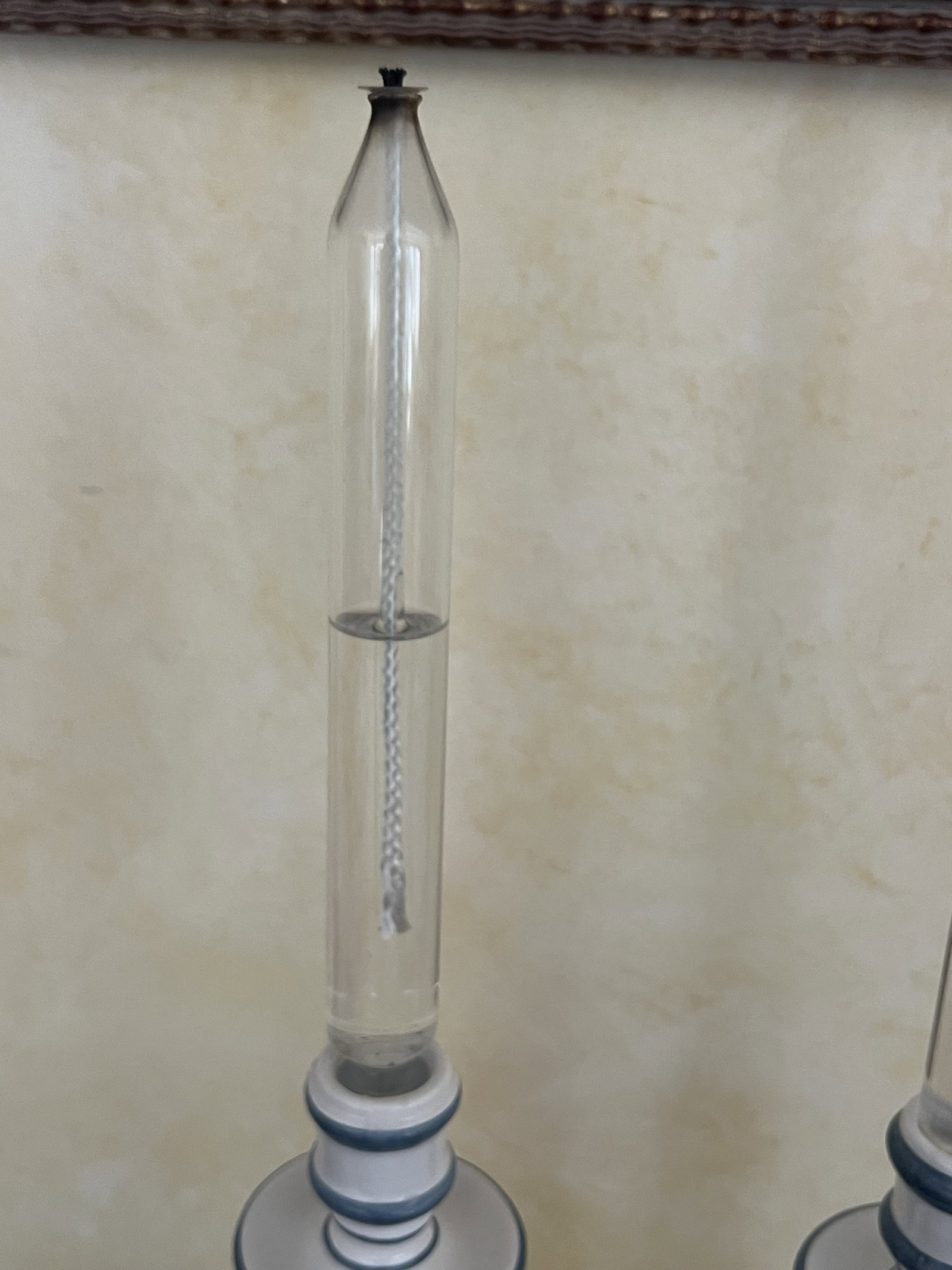Pair of Blue and White Candlesticks with Oil Lantern Candles - 4