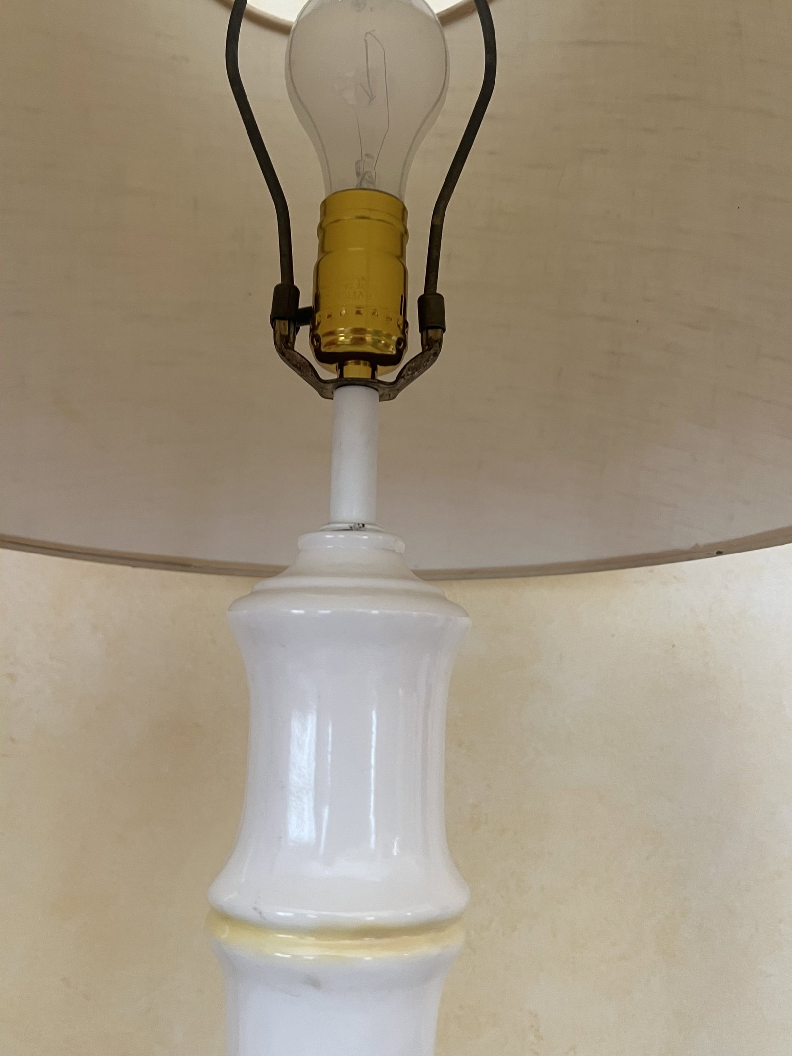 White and Yellow Bamboo Table Lamp - 4