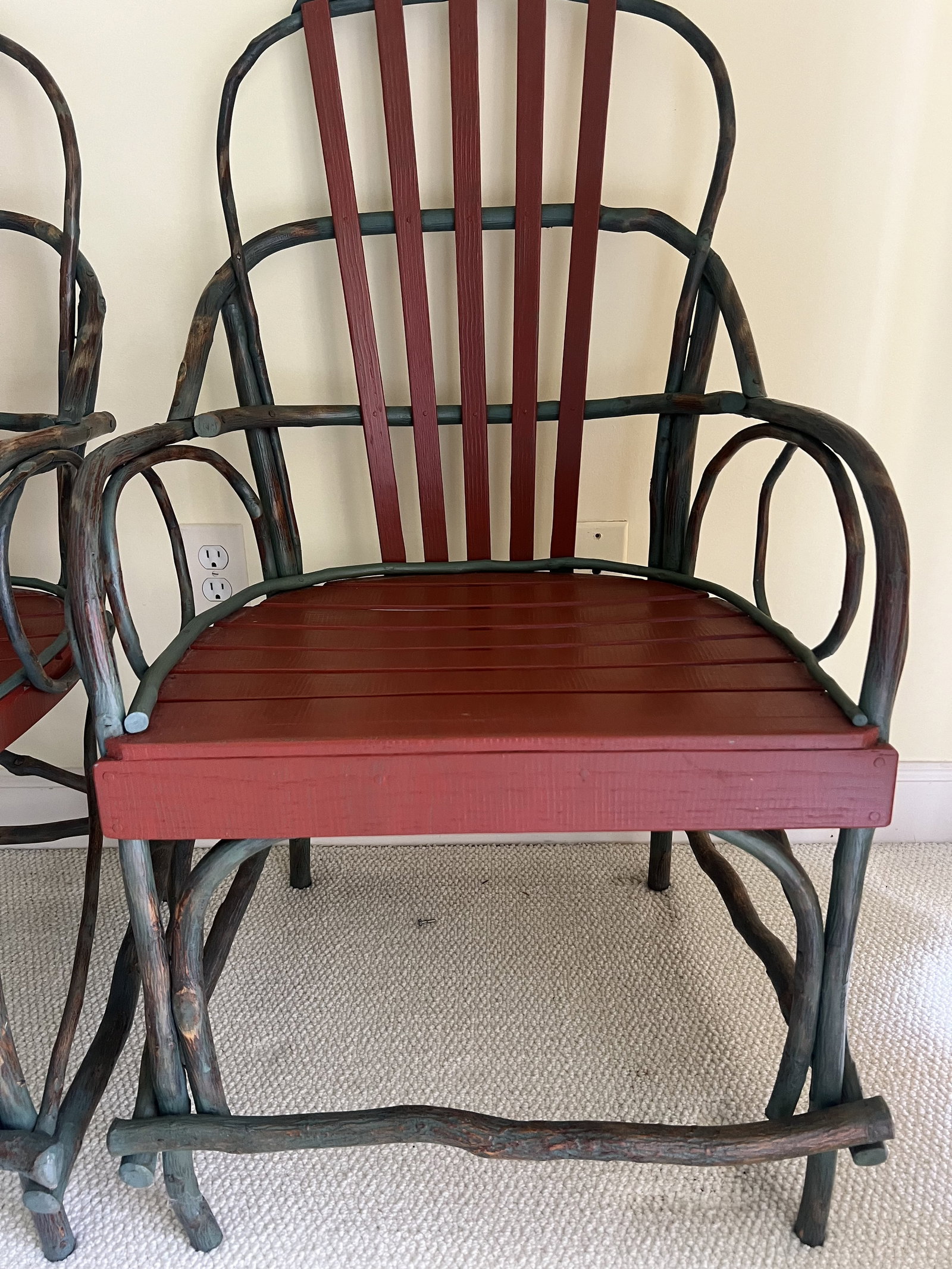 Pair of Twig Adirondack Style. Chairs - 2