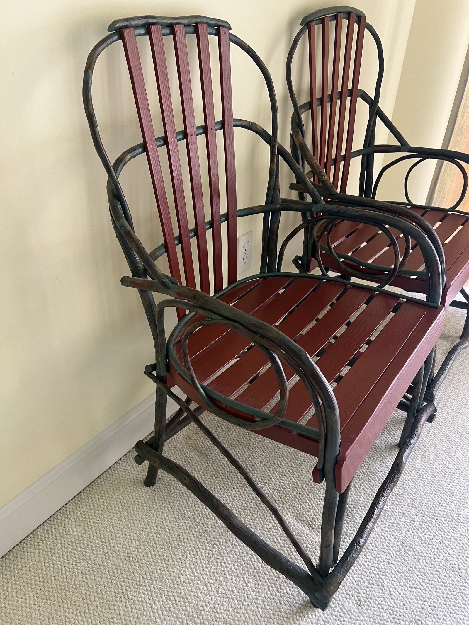 Pair of Twig Adirondack Style. Chairs - 4