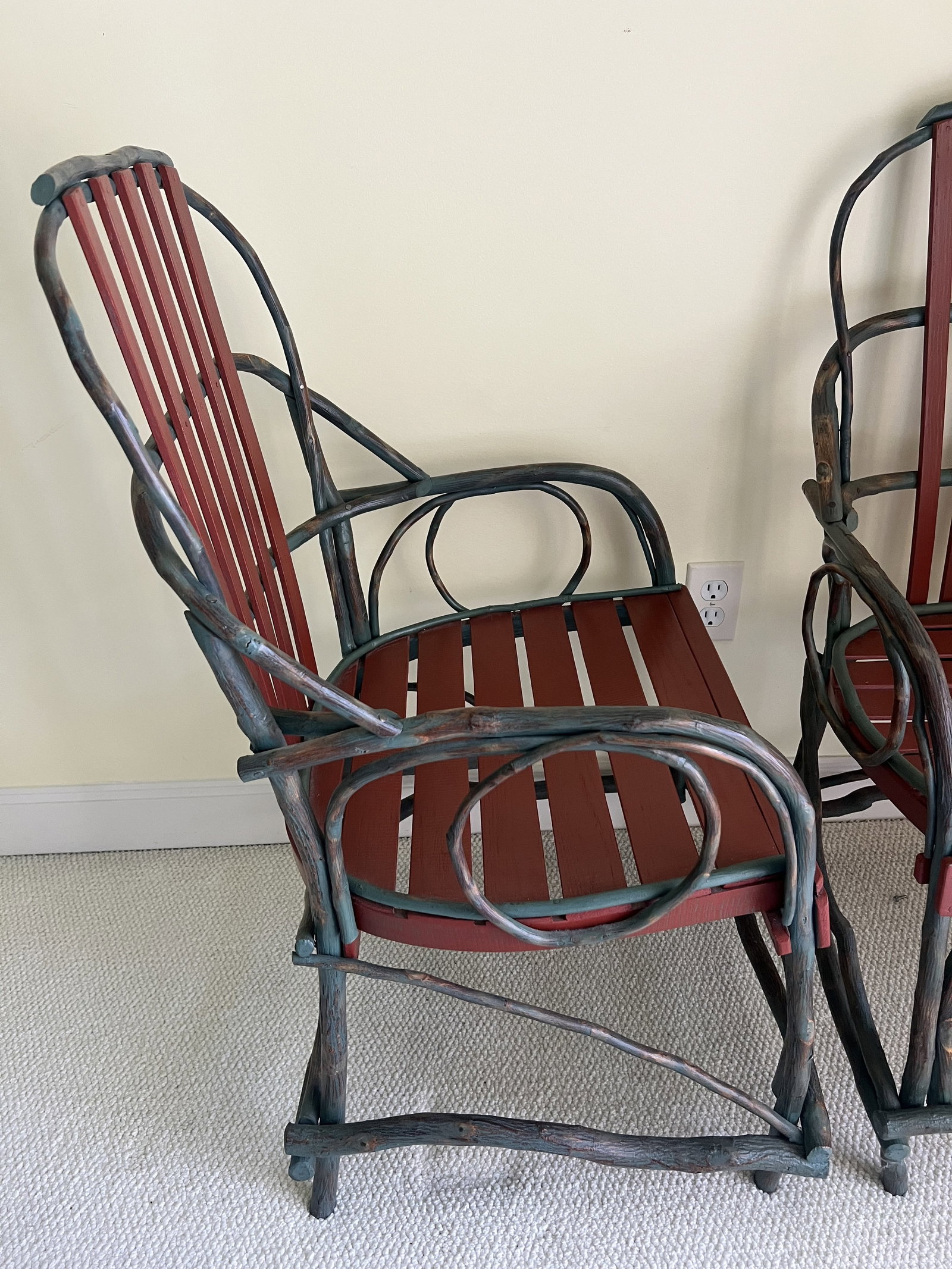 Pair of Twig Adirondack Style. Chairs - 5