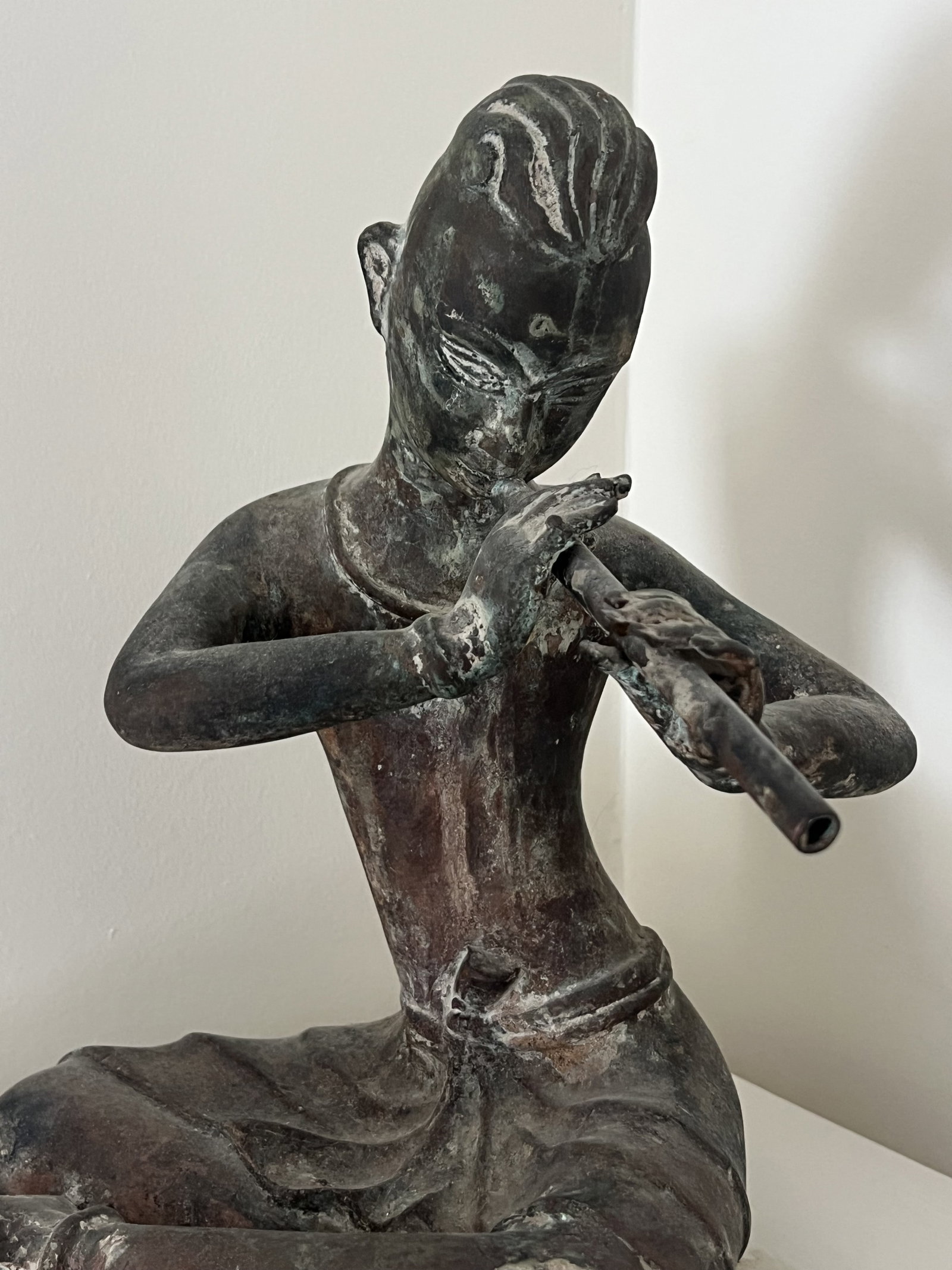 Antique Thai Bronze Flute Player - 4