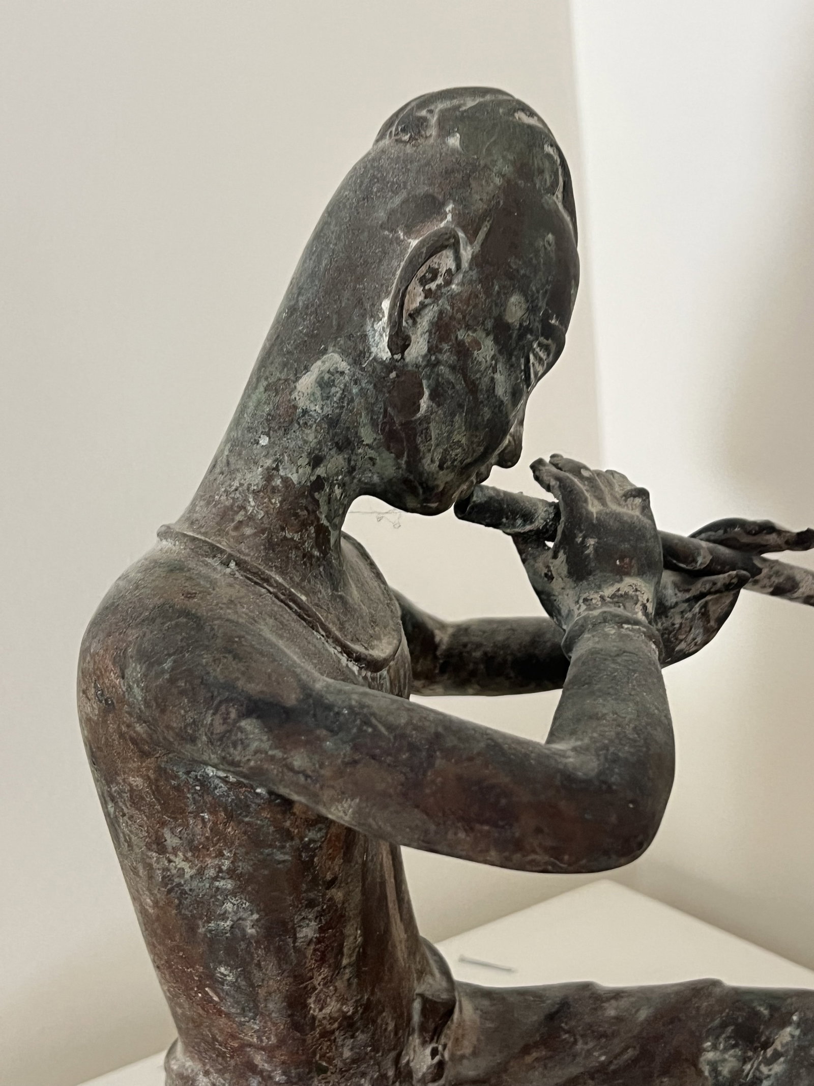 Antique Thai Bronze Flute Player - 8
