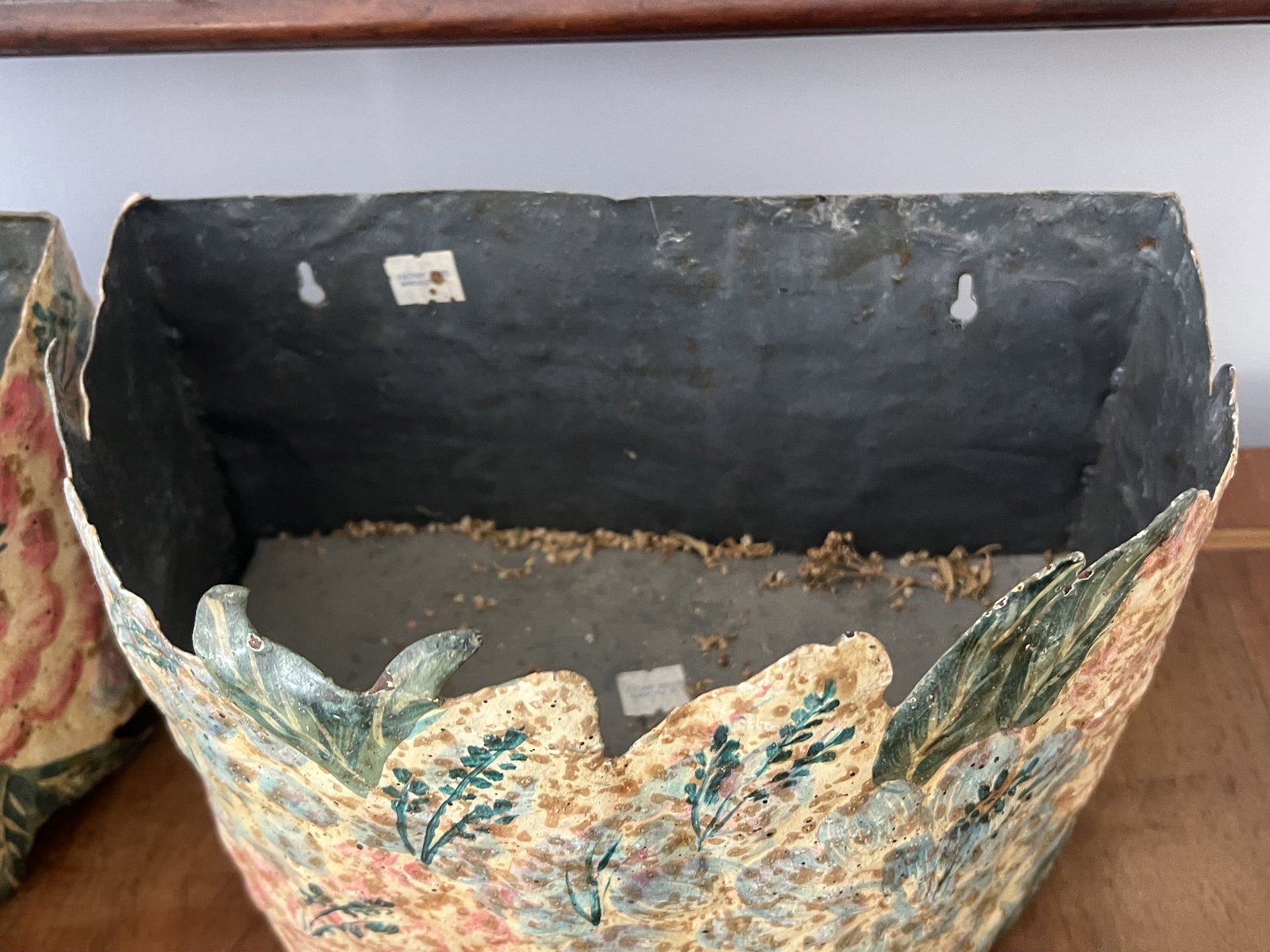 Pair of Vintage Tin Florida Wall Planters - 2