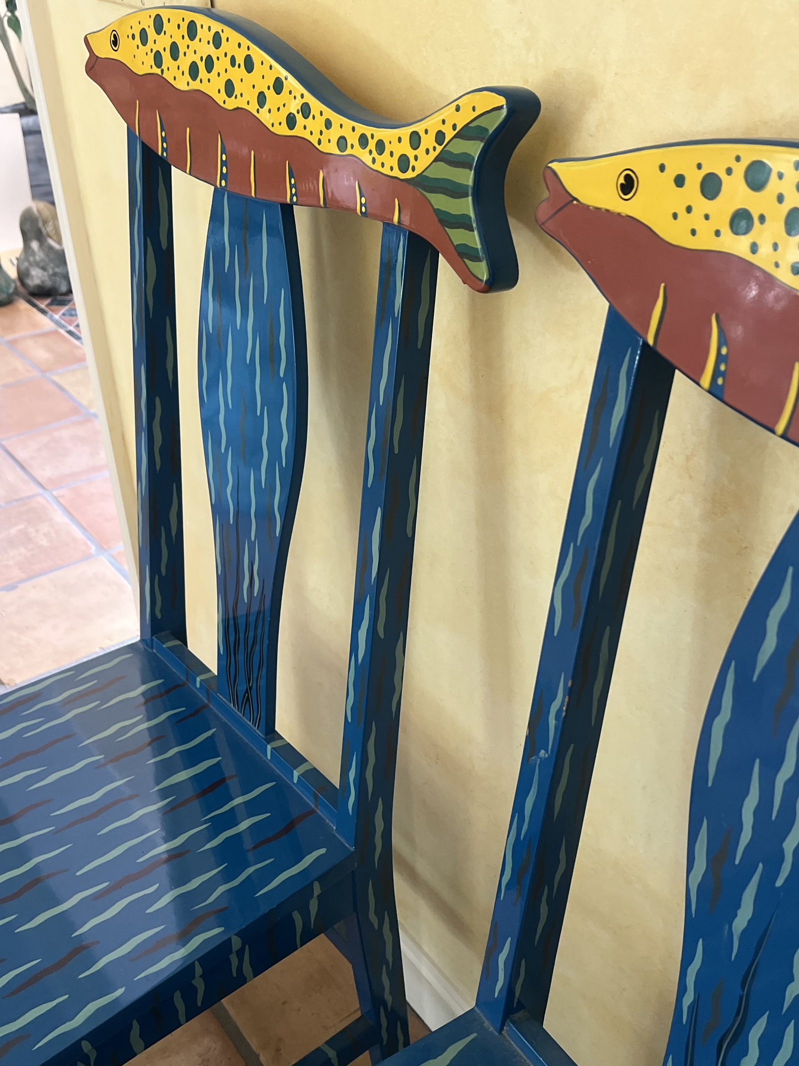 Pair of Painted Fish Chairs - 5