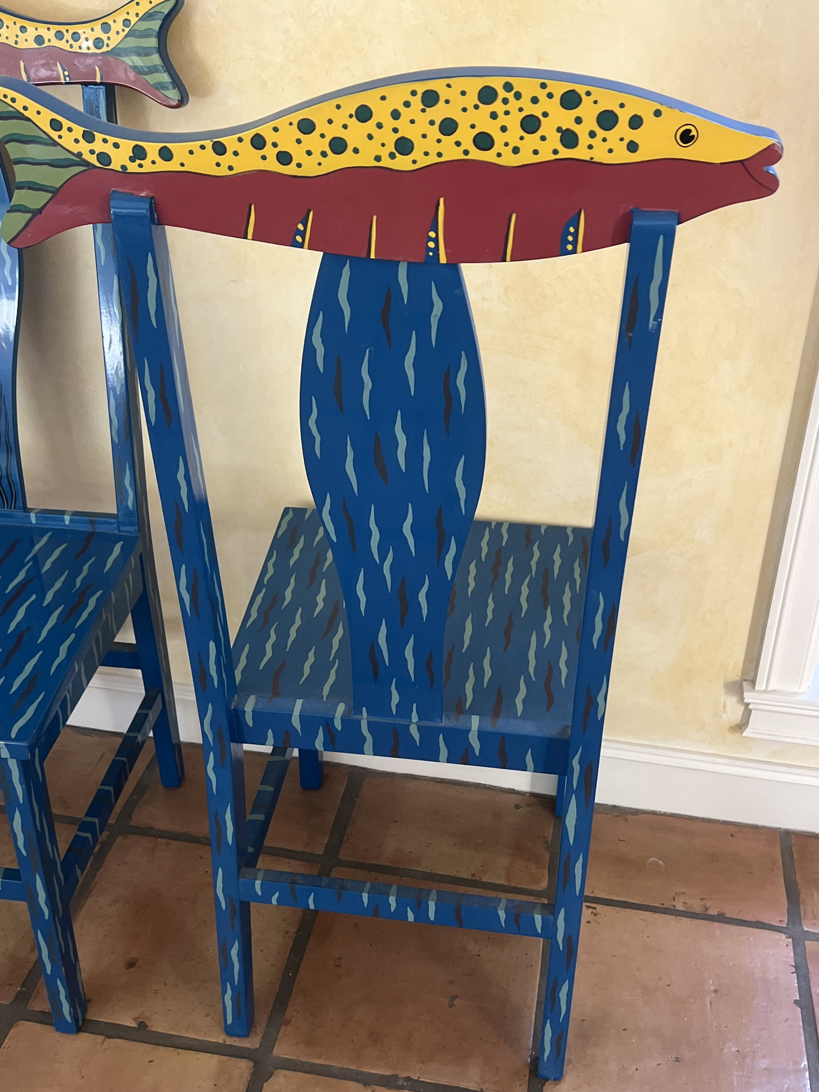 Pair of Painted Fish Chairs - 7