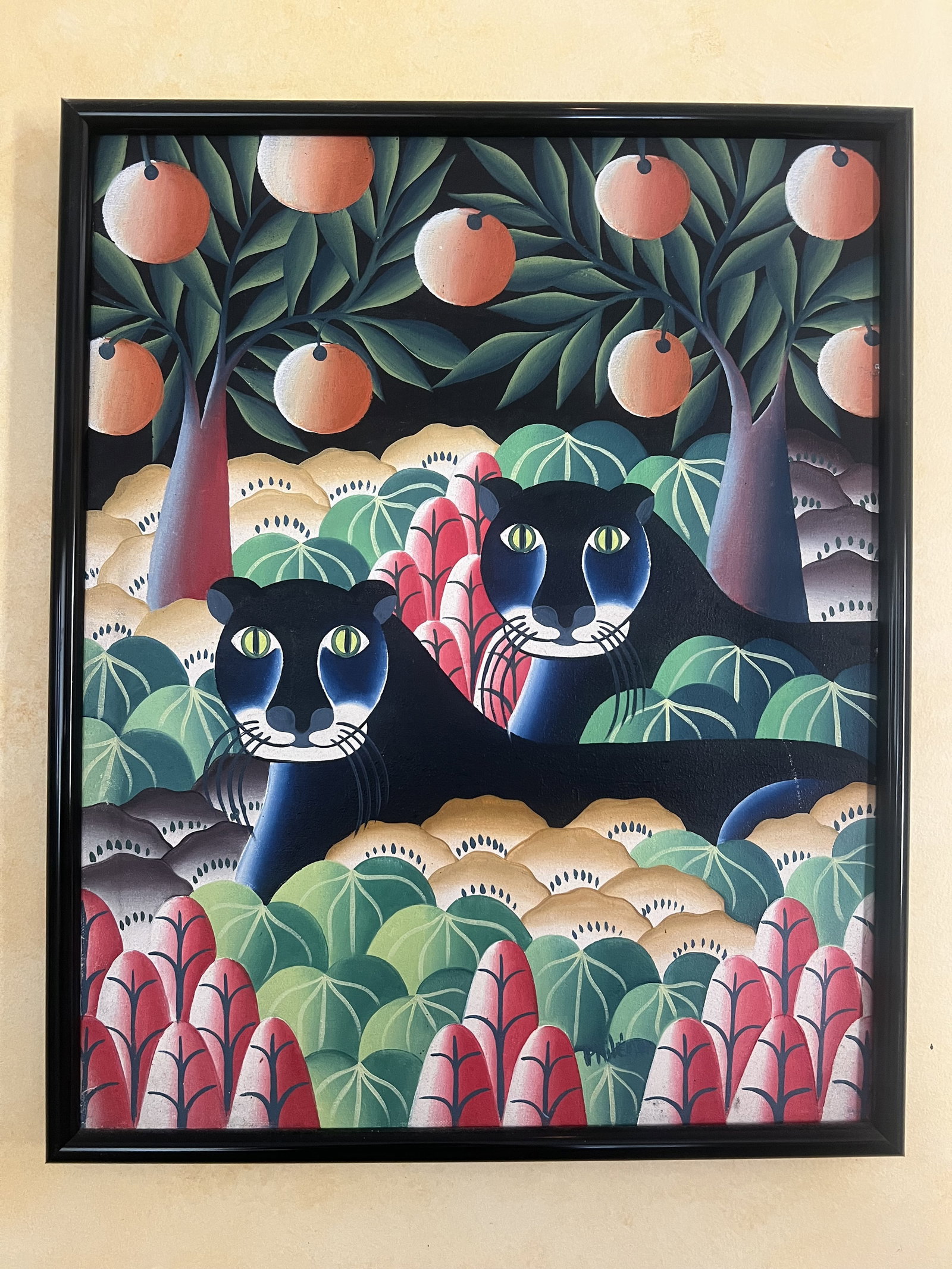 Haitian Folk Art Jungle With Panther and Oranges (1 of 6)