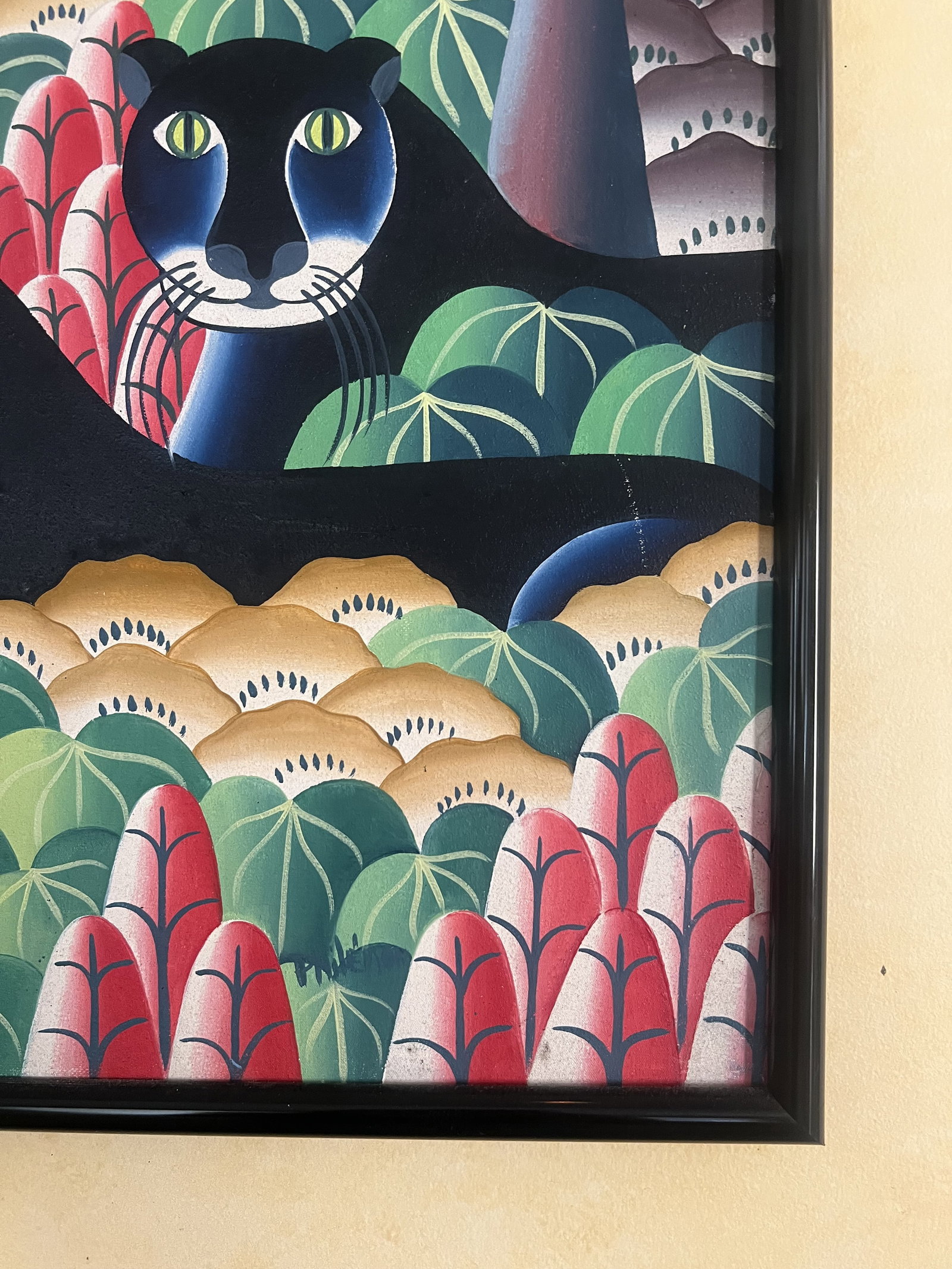 Haitian Folk Art Jungle With Panther and Oranges - 3