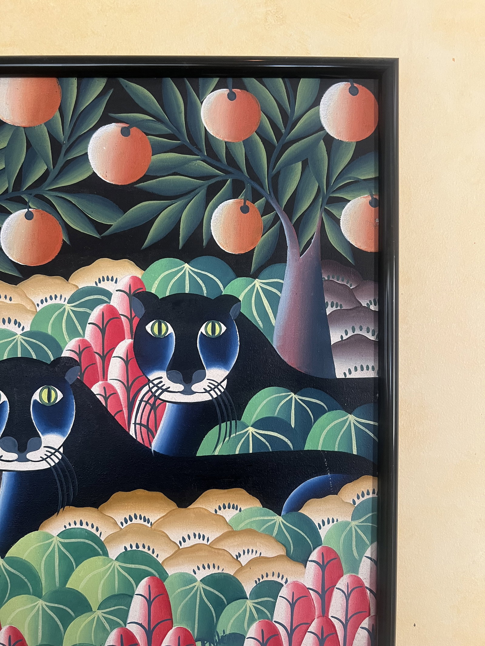 Haitian Folk Art Jungle With Panther and Oranges - 4