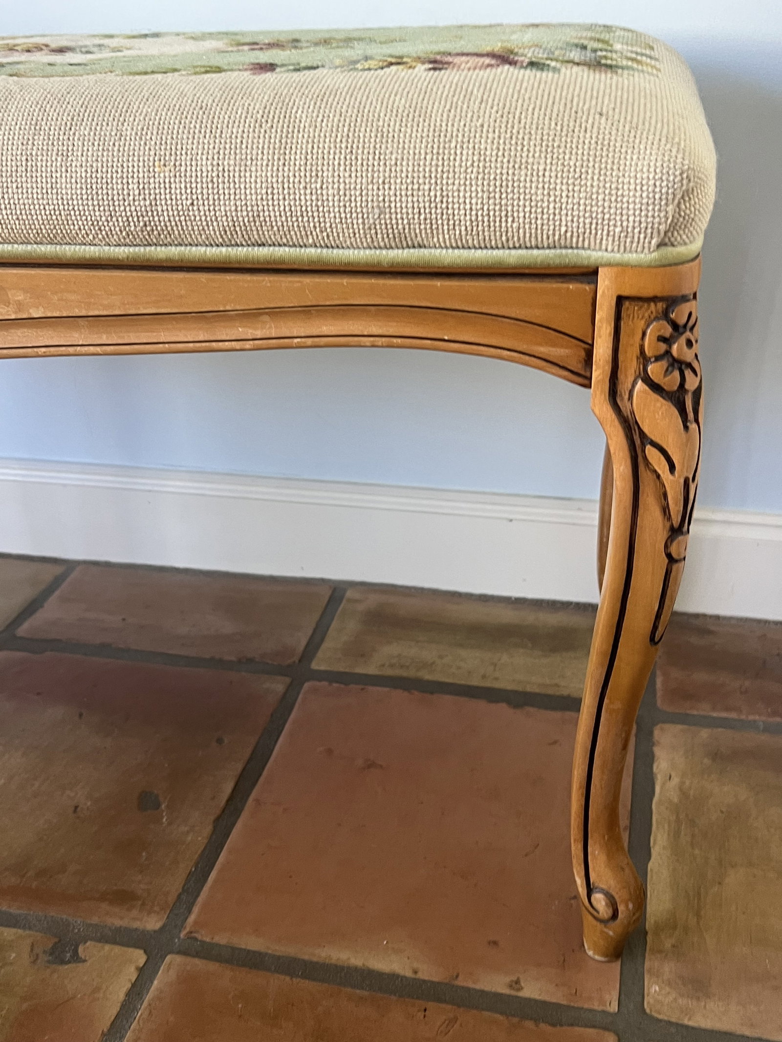 Vintage French Style Needlepoint Bench - 4