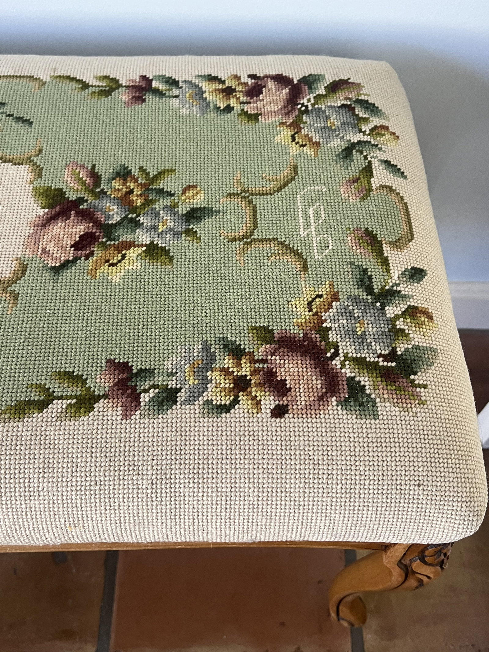Vintage French Style Needlepoint Bench - 6