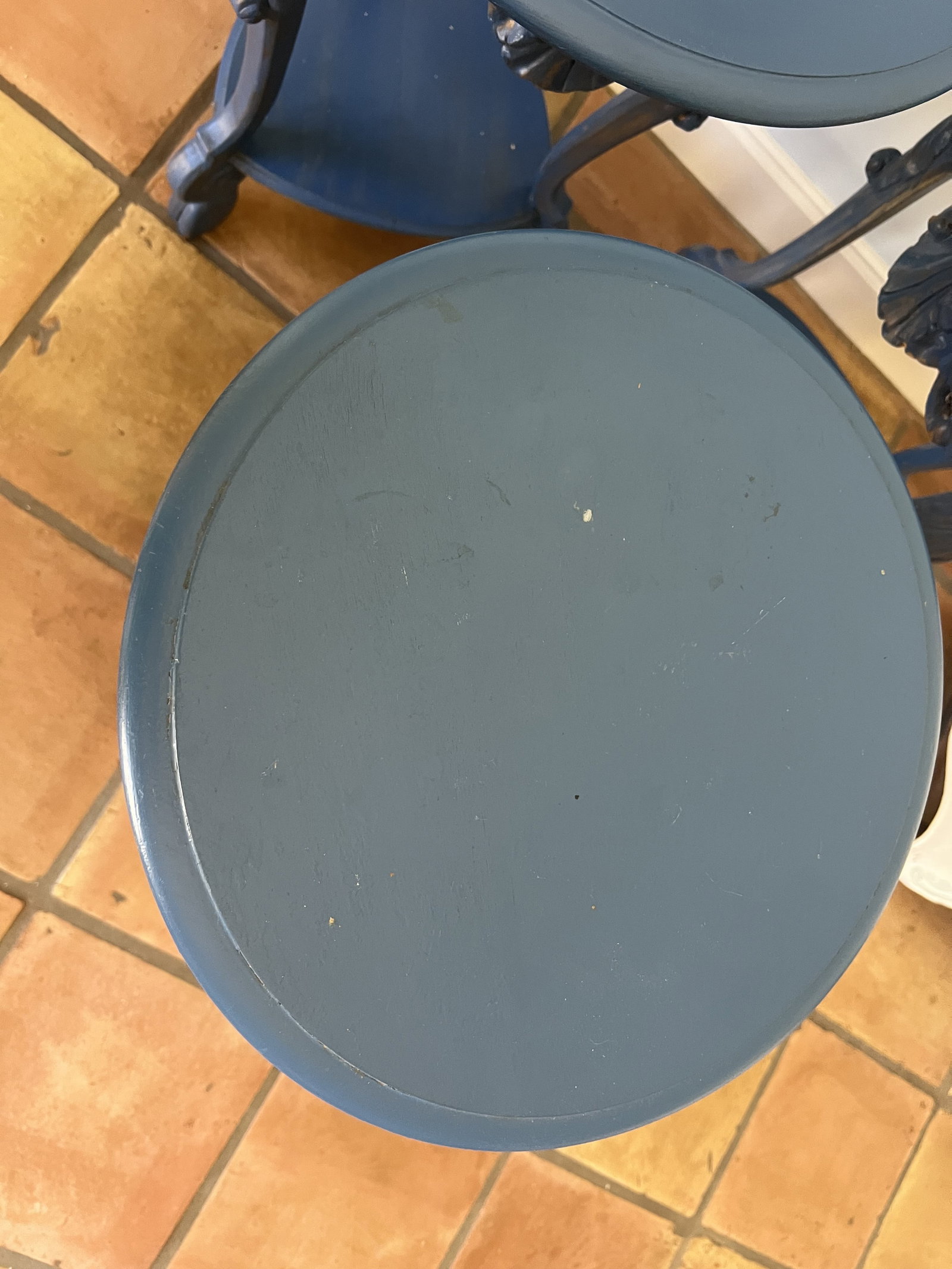 (3) Antique Blue Painted Side Tables - 14