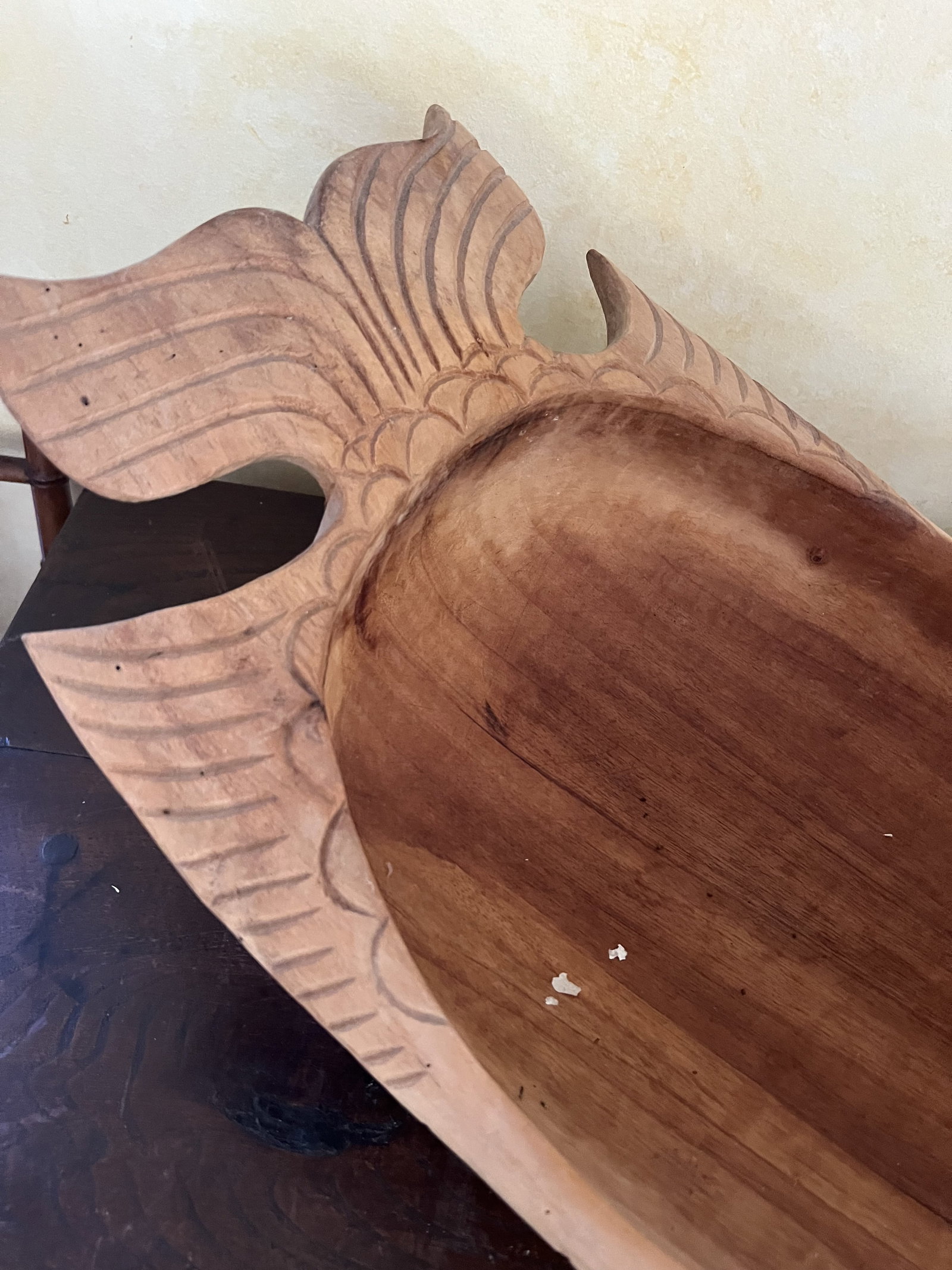 (2) Carved Wood Fish Bowls - 3