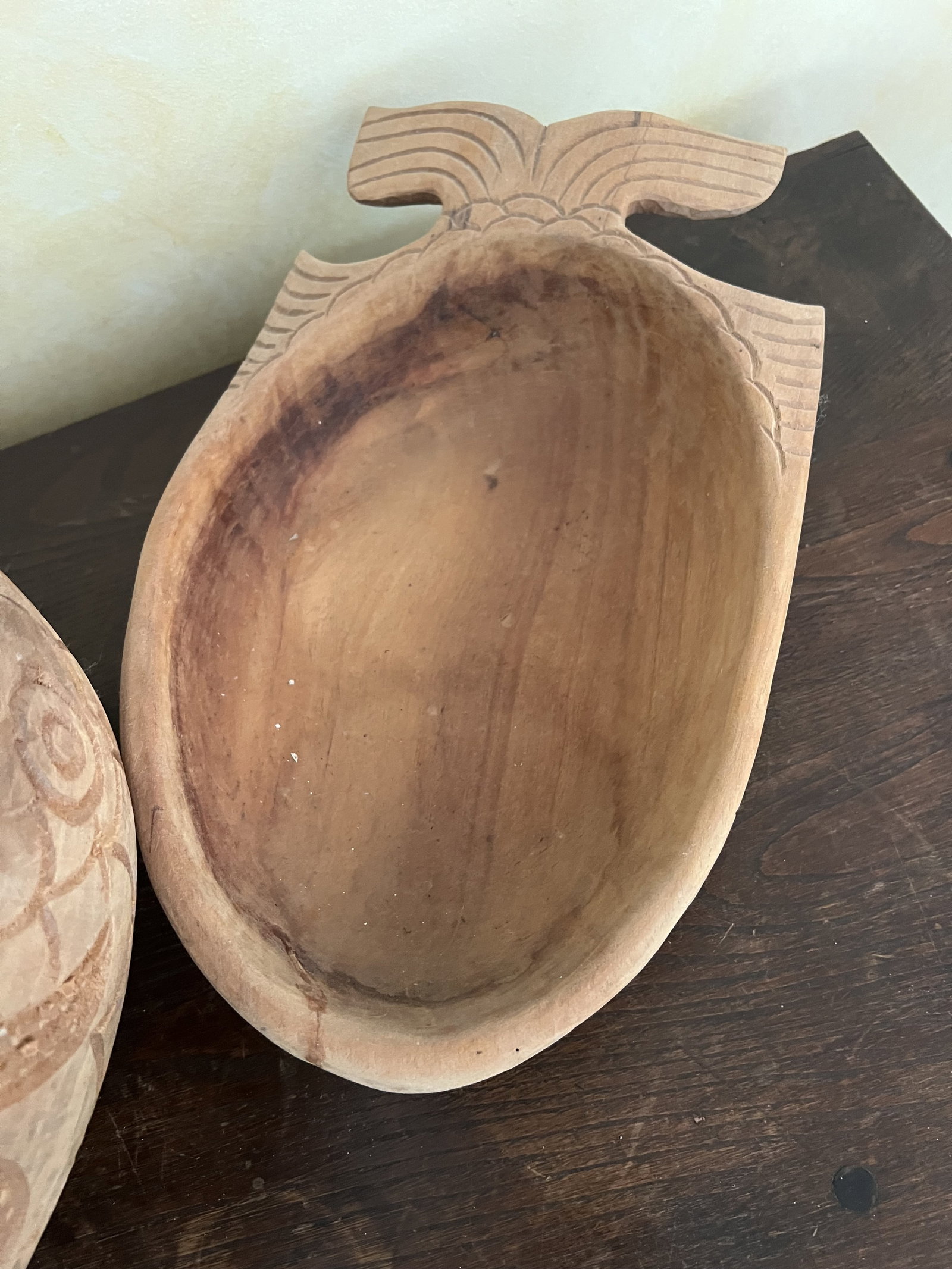 (2) Carved Wood Fish Bowls - 5