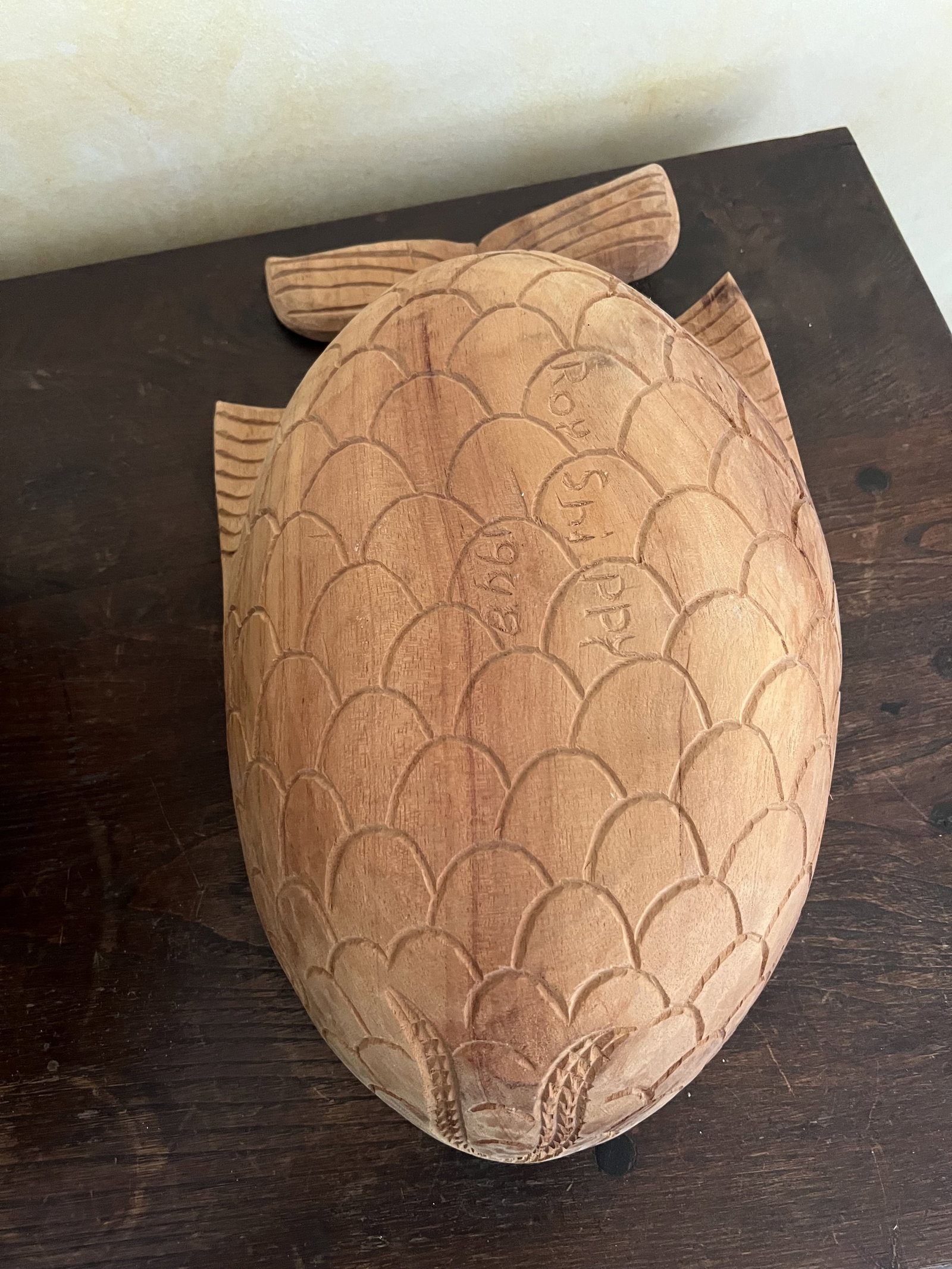 (2) Carved Wood Fish Bowls - 6