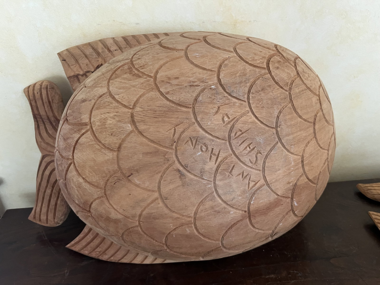 (2) Carved Wood Fish Bowls - 7