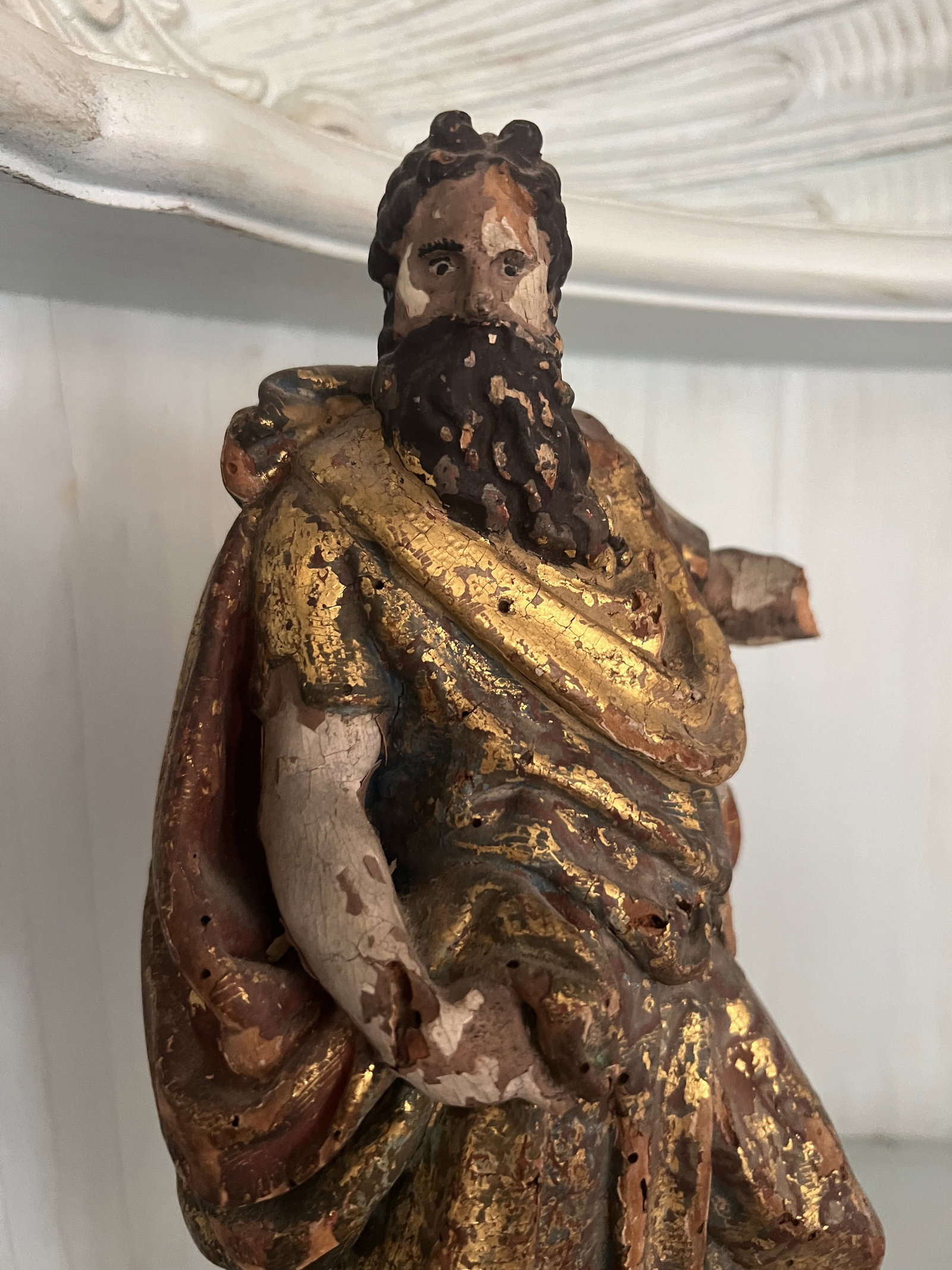 (2) Antique 17th-18th Century Polychrome Apostle or Saints - 18