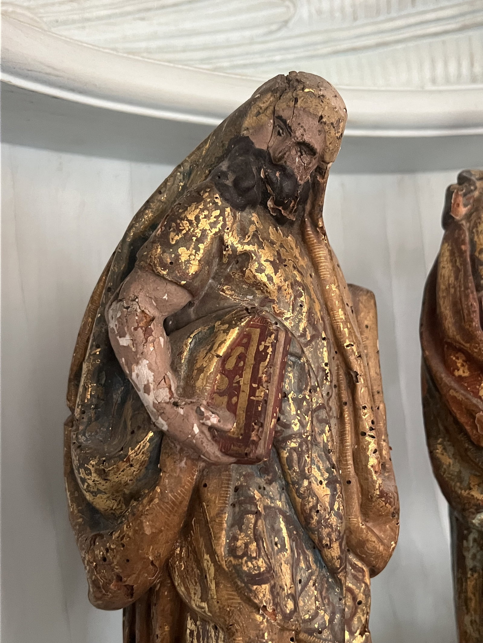 (2) Antique 17th-18th Century Polychrome Apostle or Saints - 2
