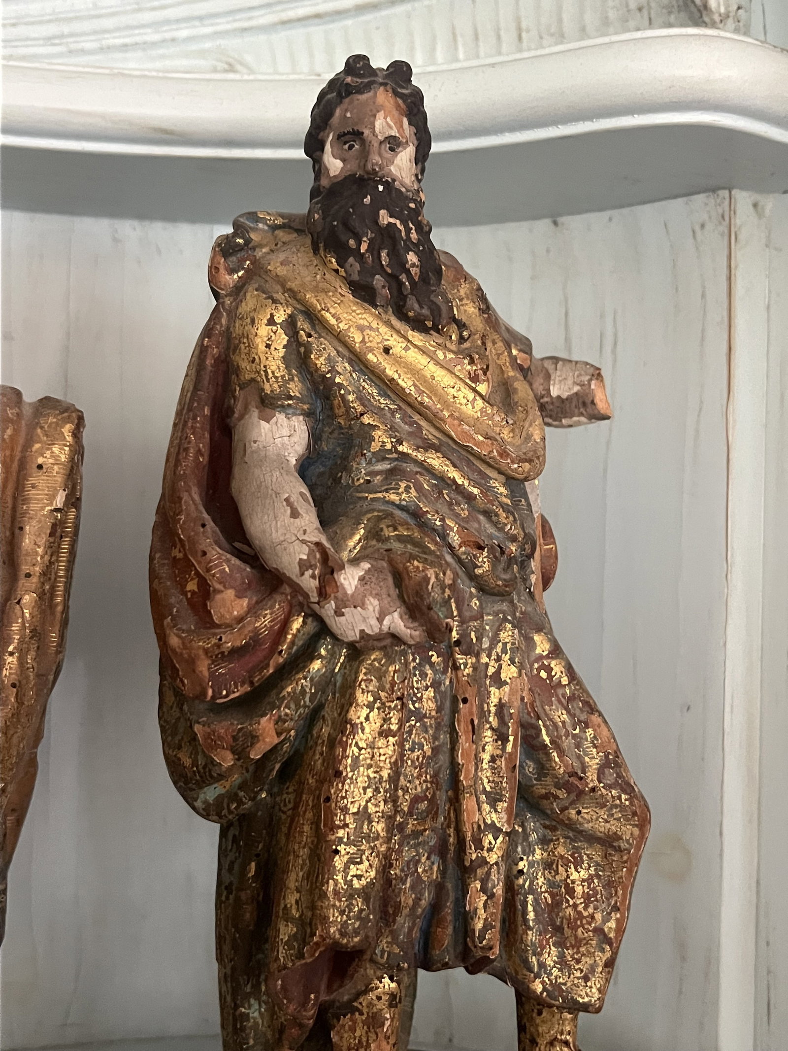 (2) Antique 17th-18th Century Polychrome Apostle or Saints - 4