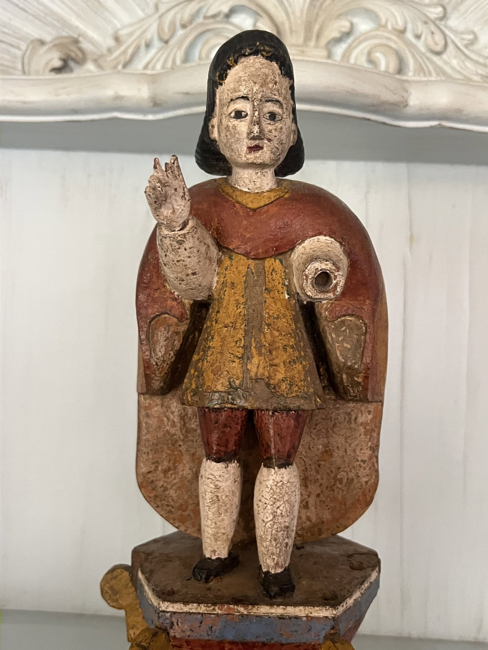 Antique Carved Wood Religious Figure - 4