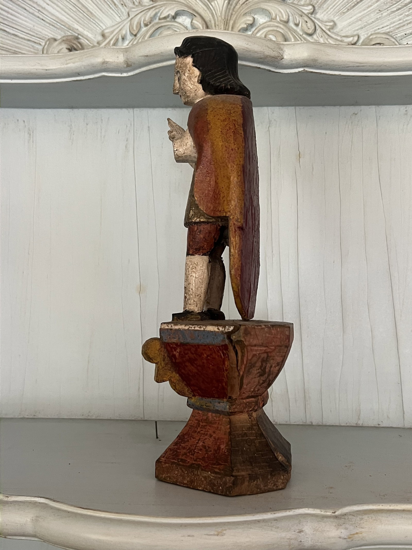 Antique Carved Wood Religious Figure - 6