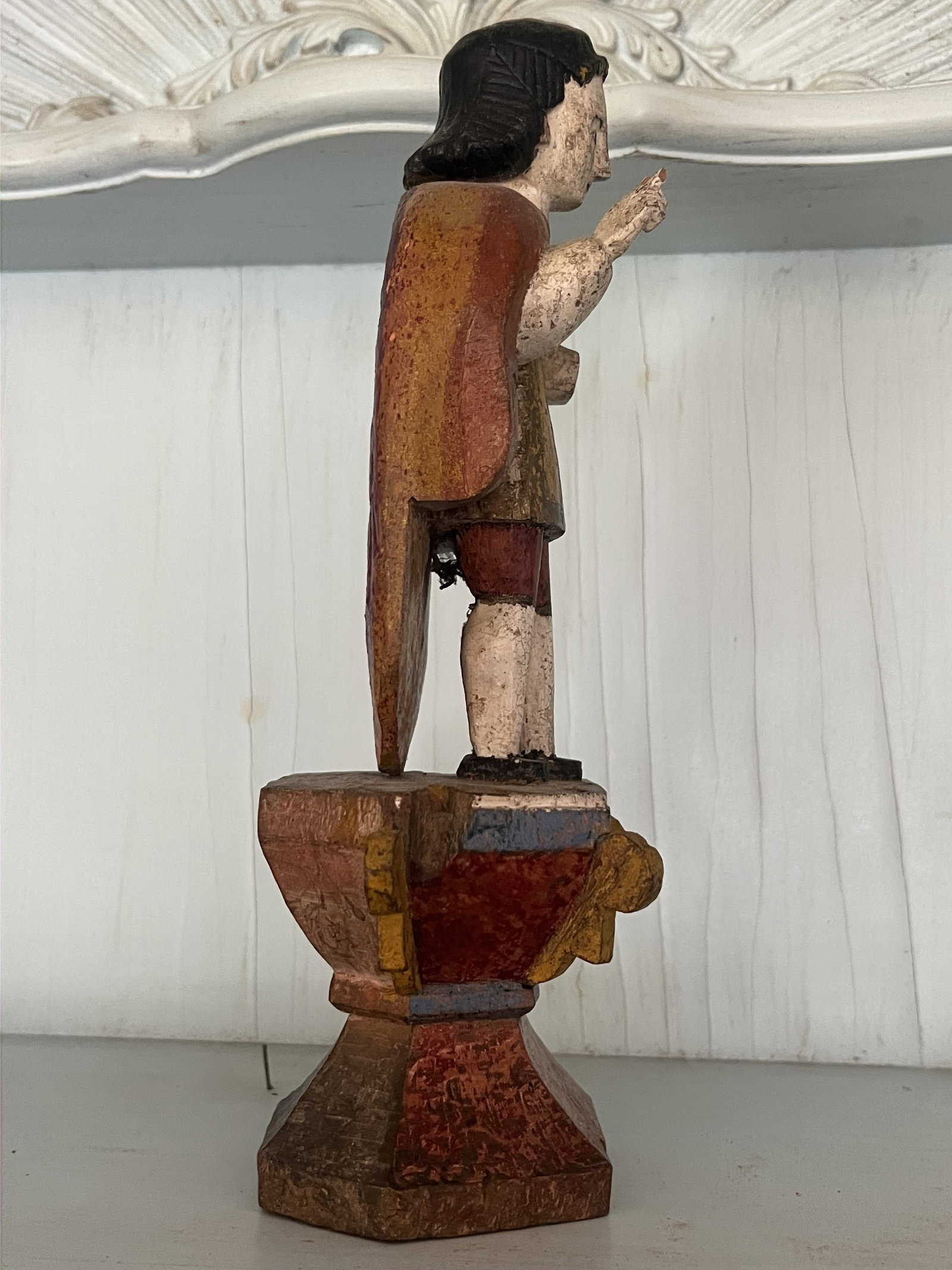 Antique Carved Wood Religious Figure - 8