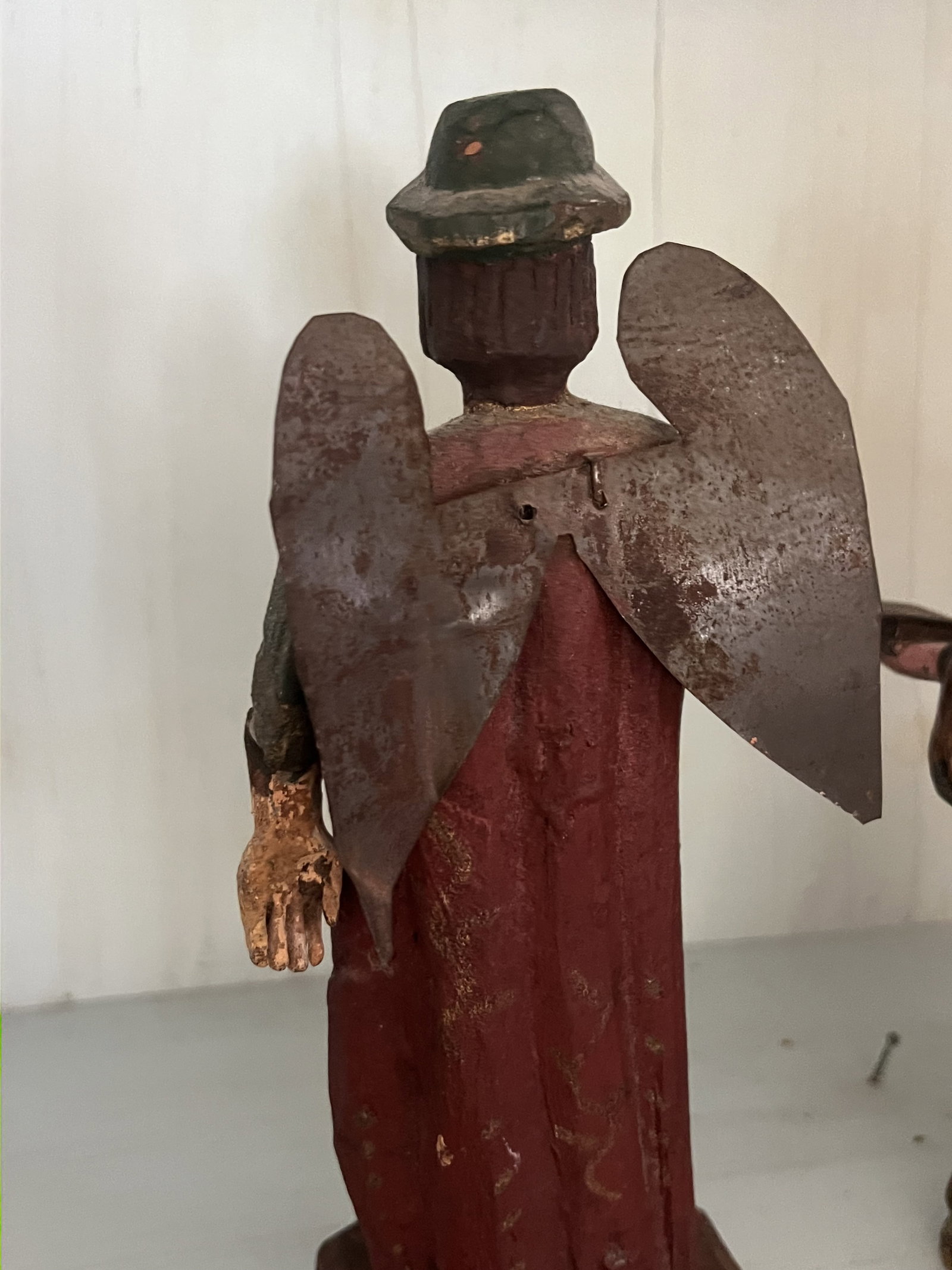 (2) Antique Spanish Colonial Carved Wooden Saint Santo - 10