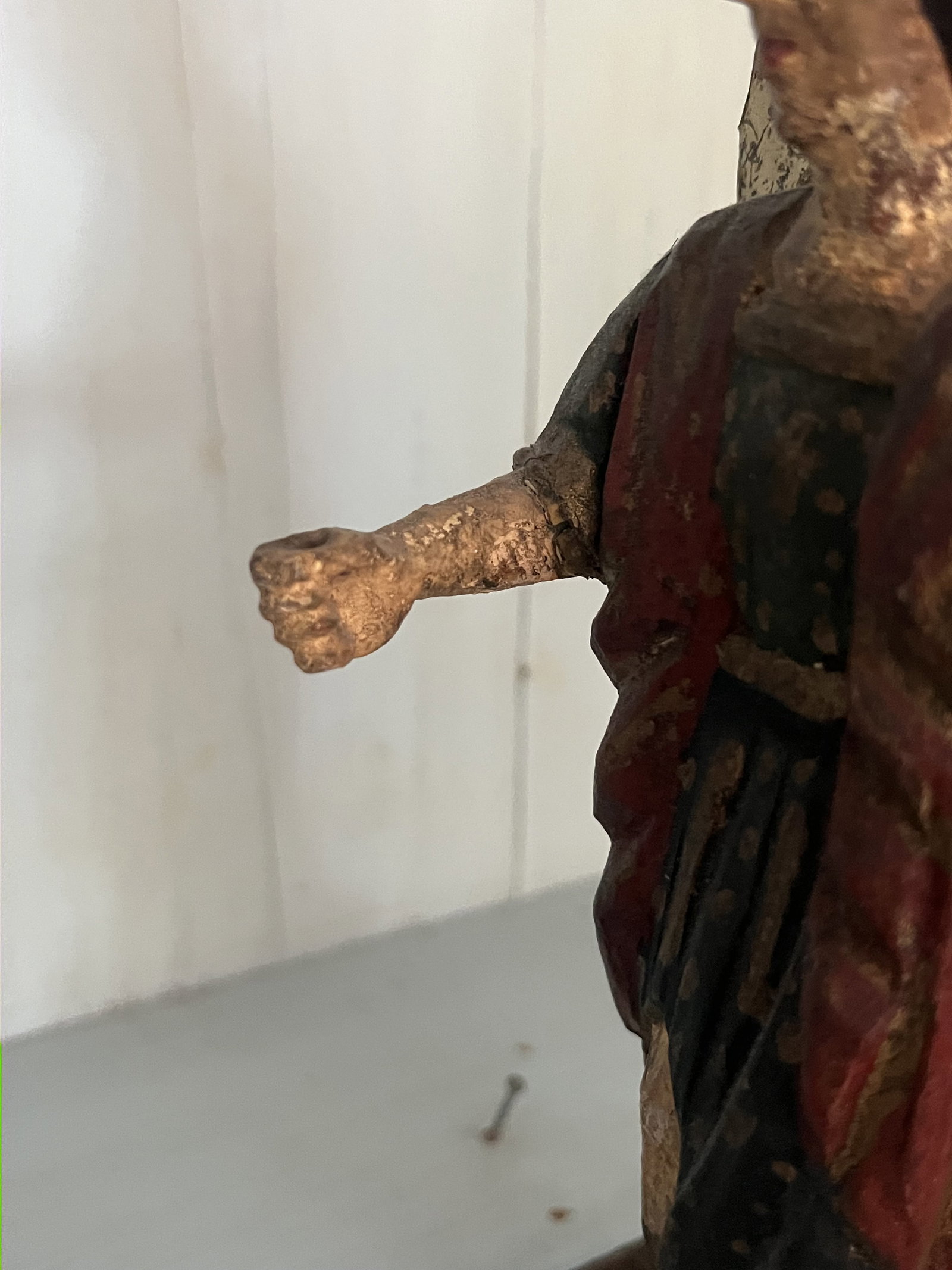 (2) Antique Spanish Colonial Carved Wooden Saint Santo - 12