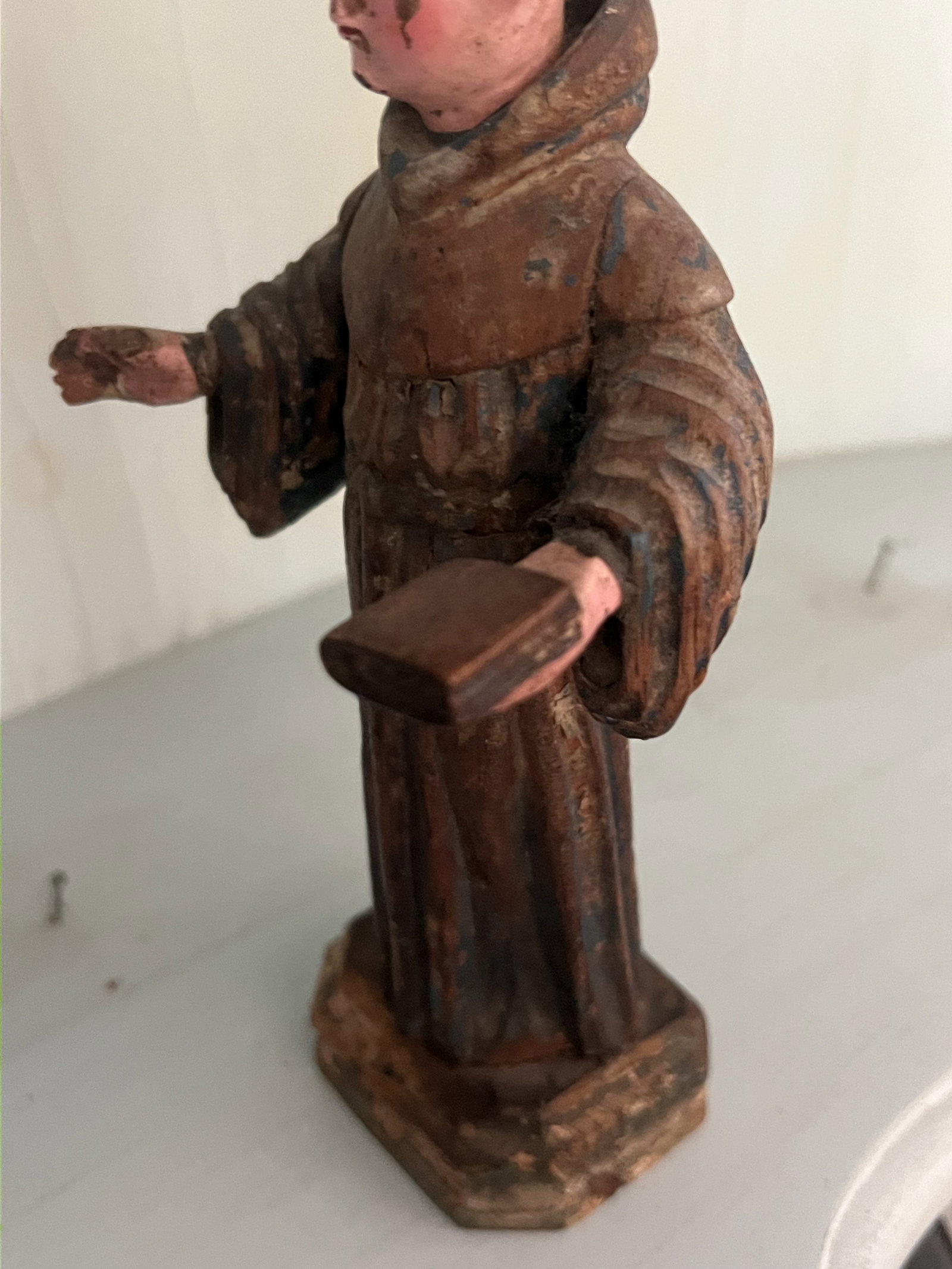 (2) Antique Spanish Colonial Carved Wooden Saint Santo - 13