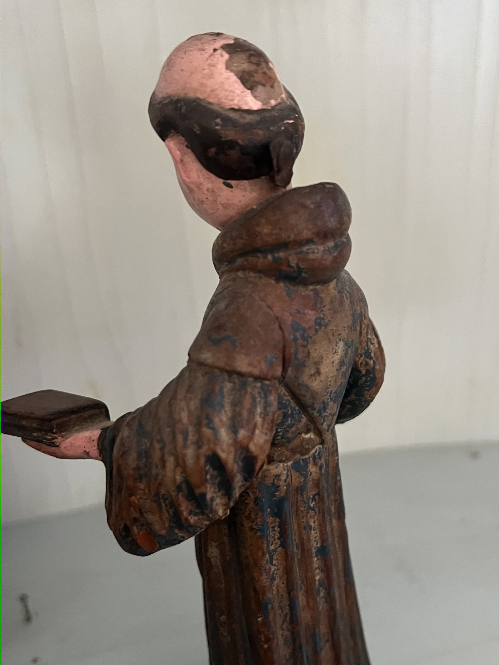 (2) Antique Spanish Colonial Carved Wooden Saint Santo - 16