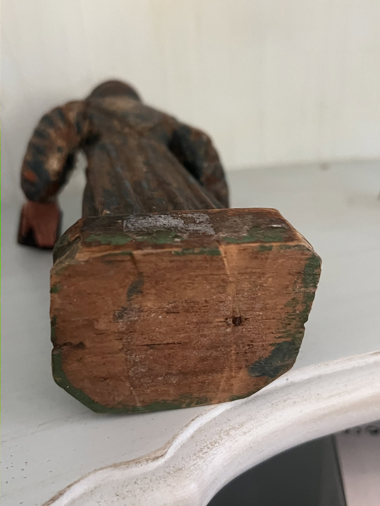 (2) Antique Spanish Colonial Carved Wooden Saint Santo - 17