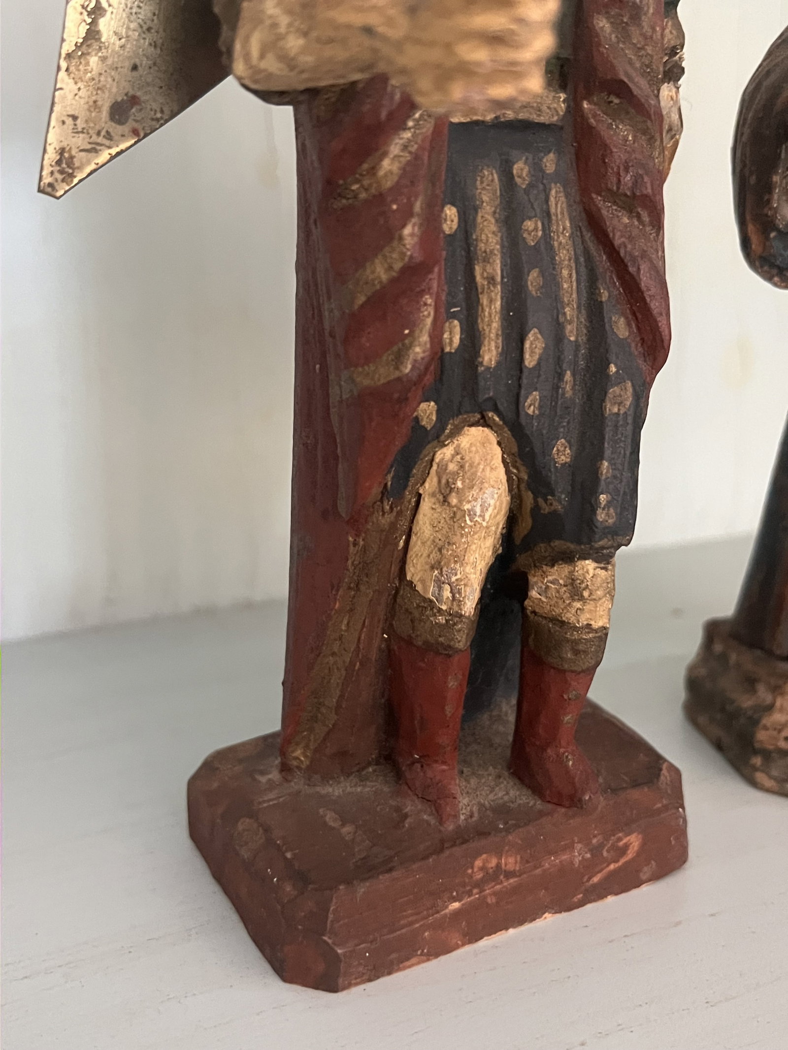 (2) Antique Spanish Colonial Carved Wooden Saint Santo - 2