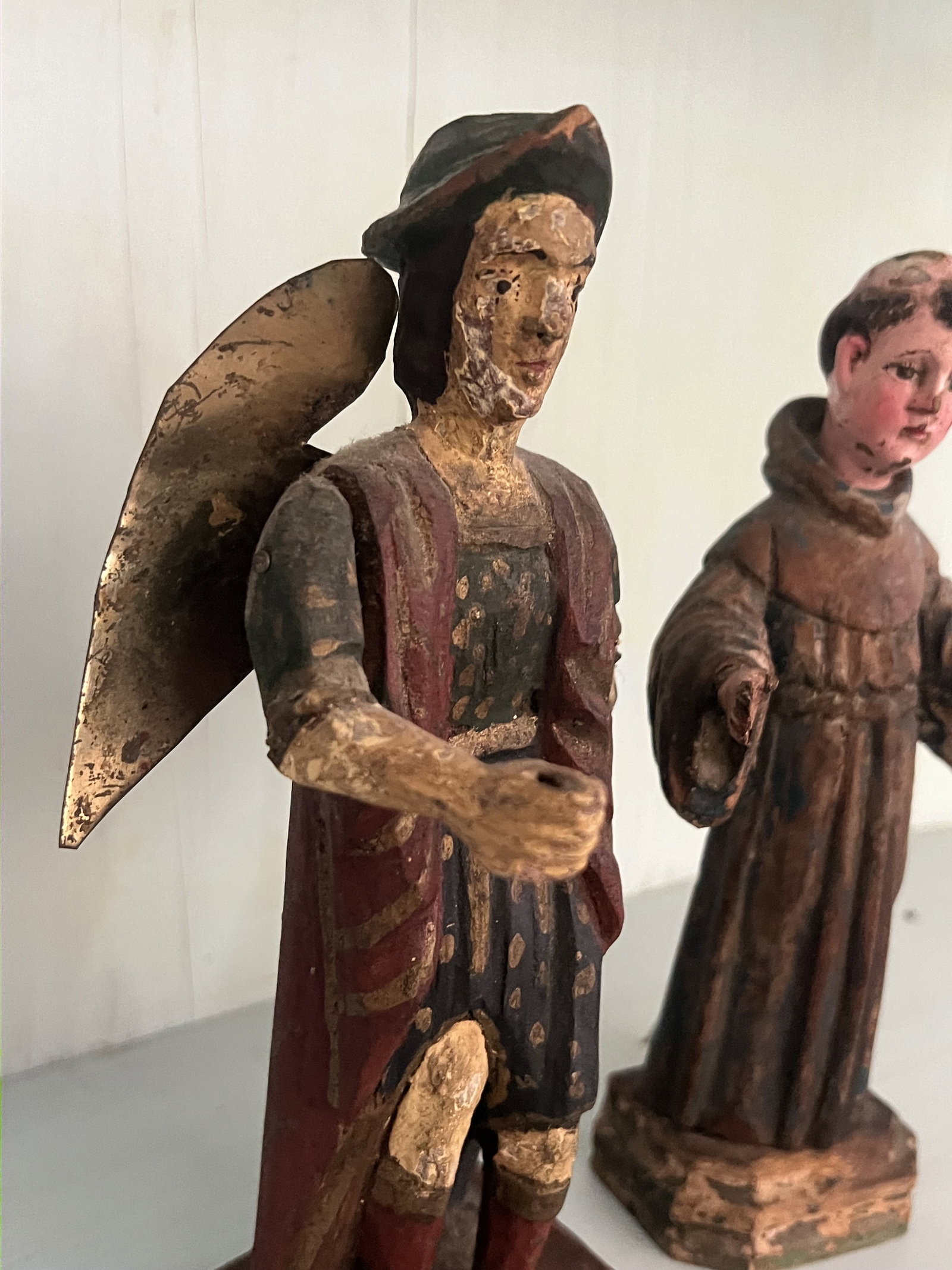 (2) Antique Spanish Colonial Carved Wooden Saint Santo - 3